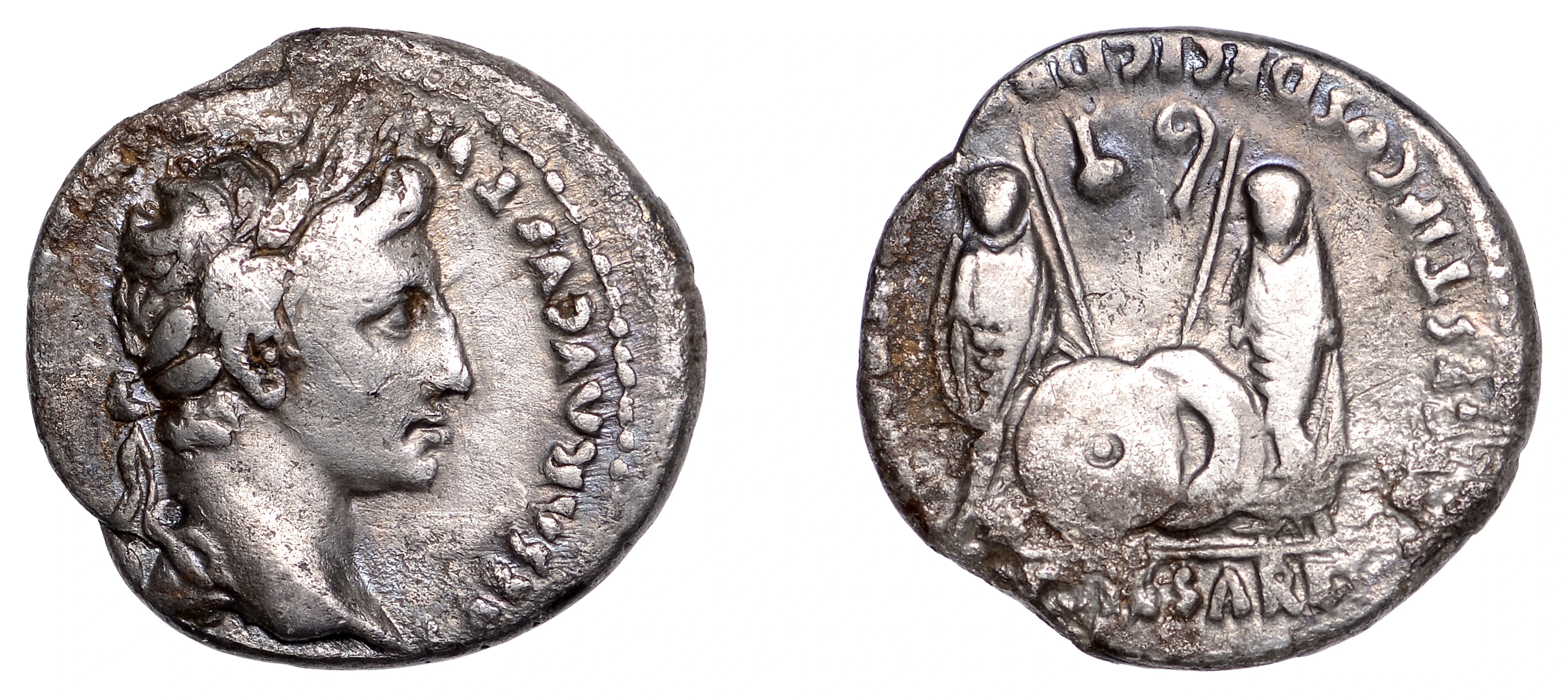 Augustus (27 BC-AD 14), Denarius, Lugdunum, 2 BC-AD 4, laureate head