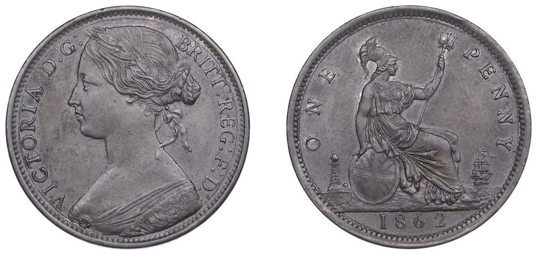 Victoria (1837-1901), Penny, 1862, repaired a in victoria (F 39; BMC
