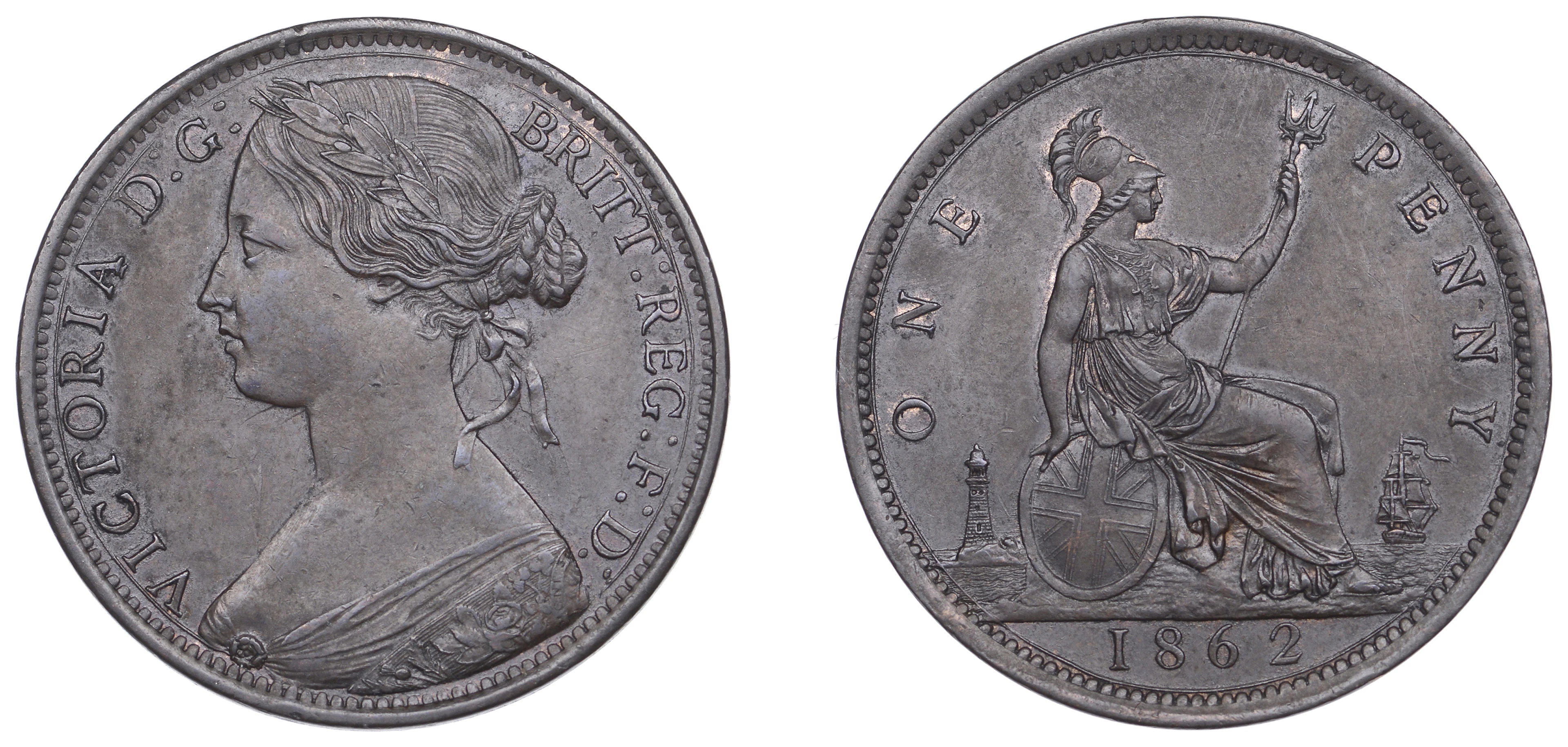 Victoria (1837-1901), Penny, 1862, repaired a in victoria (F 39; BMC