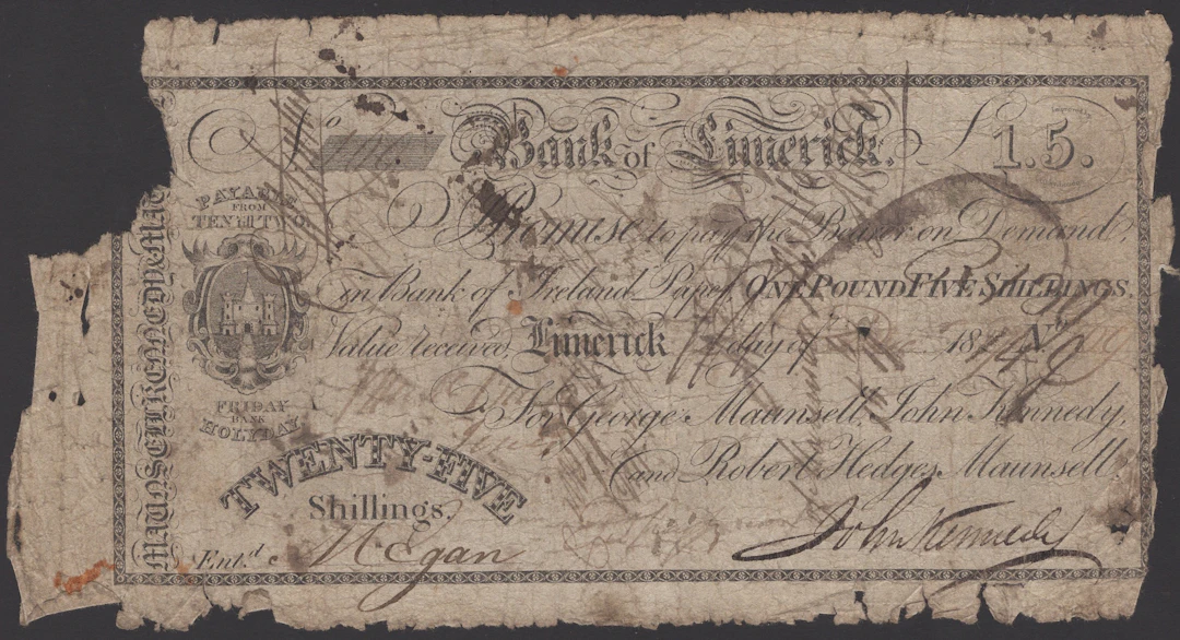 Bank of Limerick, for George Maunsell, John Kennedy and Robert Hedges