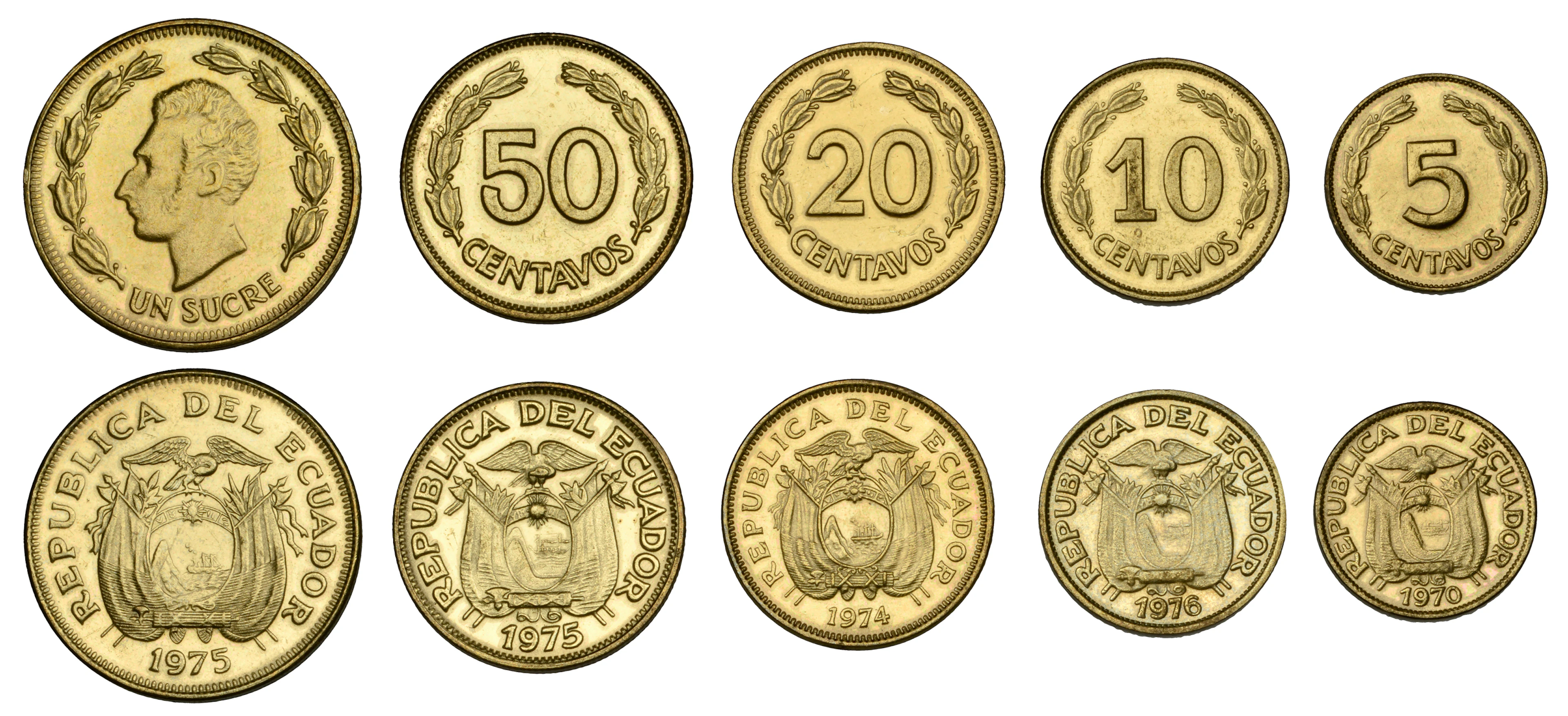 Ecuador, Republic, a set of Pattern Coins, issued by the Paris Mint