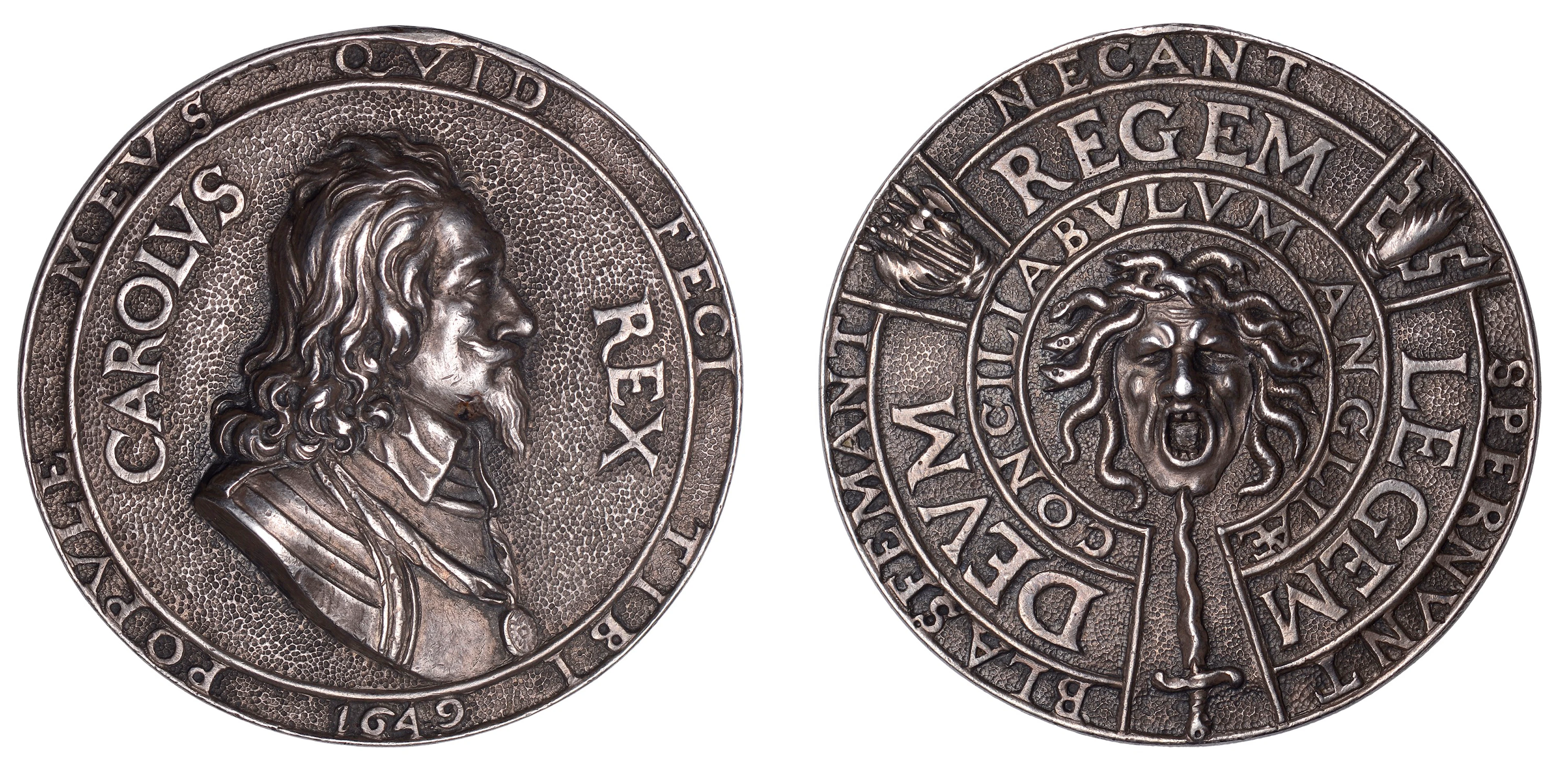 Charles I, Memorial, 1649, a cast silver medal, unsigned, bust right