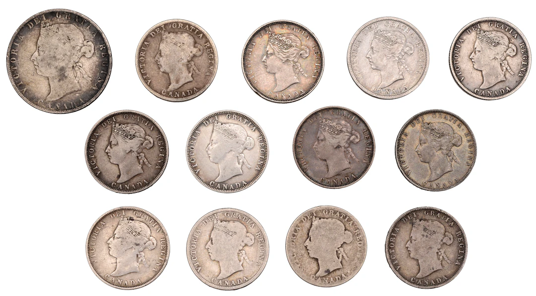 Canada, Victoria, 50 Cents, 1892, 25 Cents (12), 1870, 1872h (5)