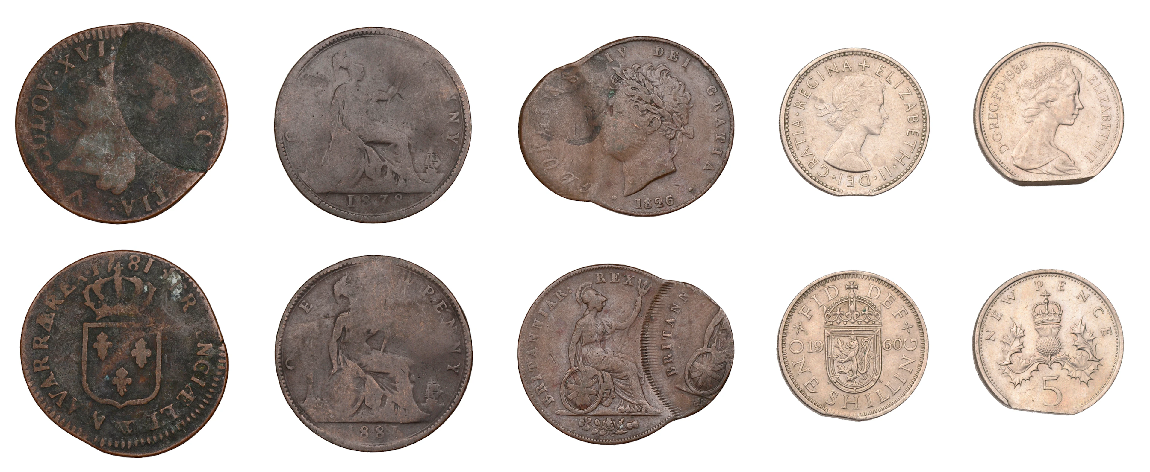 George IV, Halfpenny, 1826, dramatically double struck, 9.19g/12h