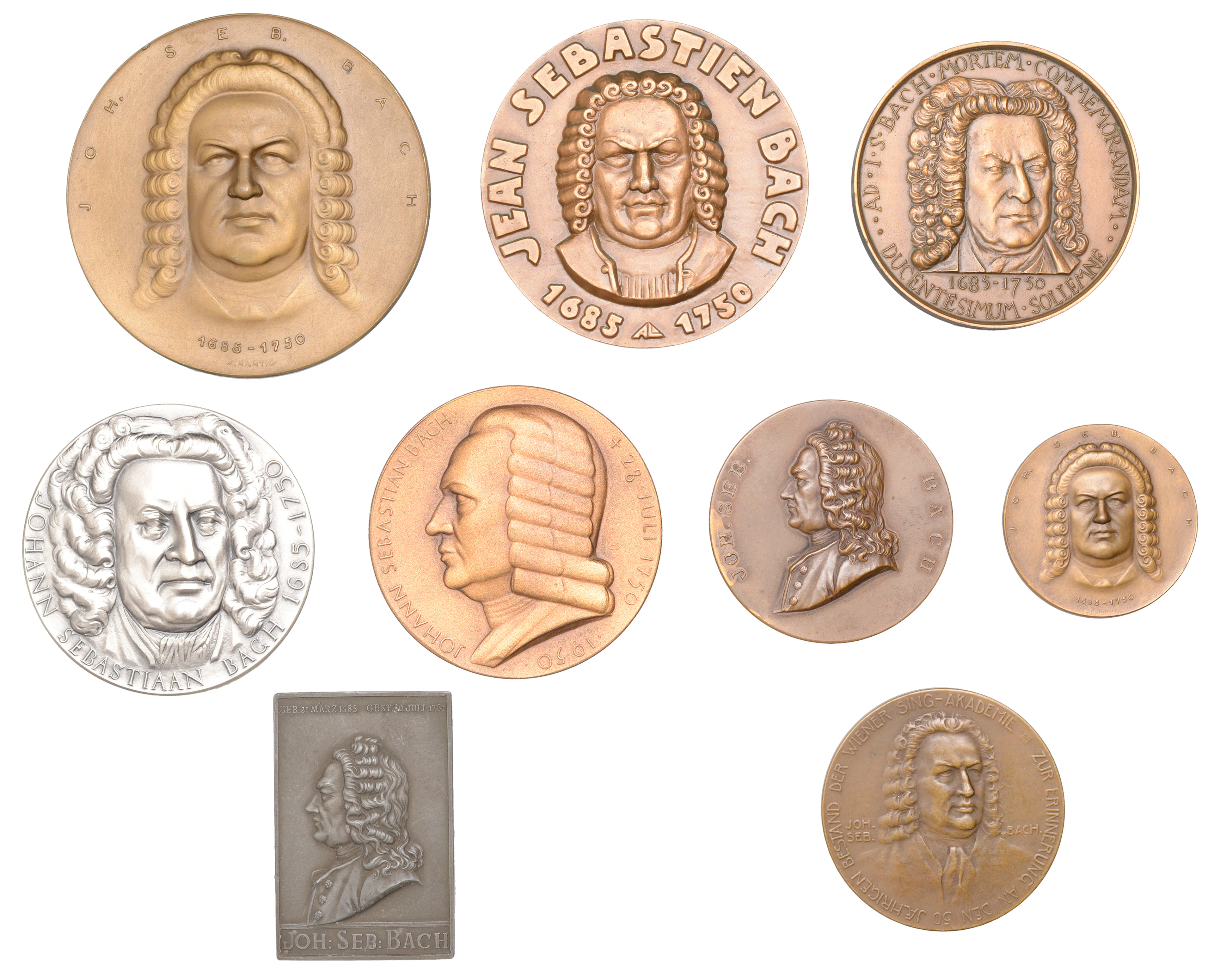 Germany, Johann Sebastian Bach, undated, a bronze medal by A. Landry