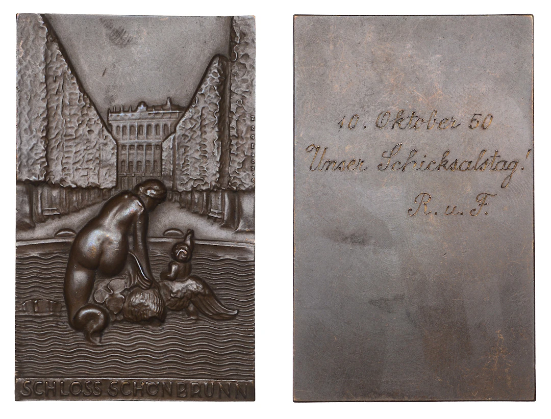 AUSTRIA, Schloss Schönbrunn, Vienna, a uniface bronze plaque by A.