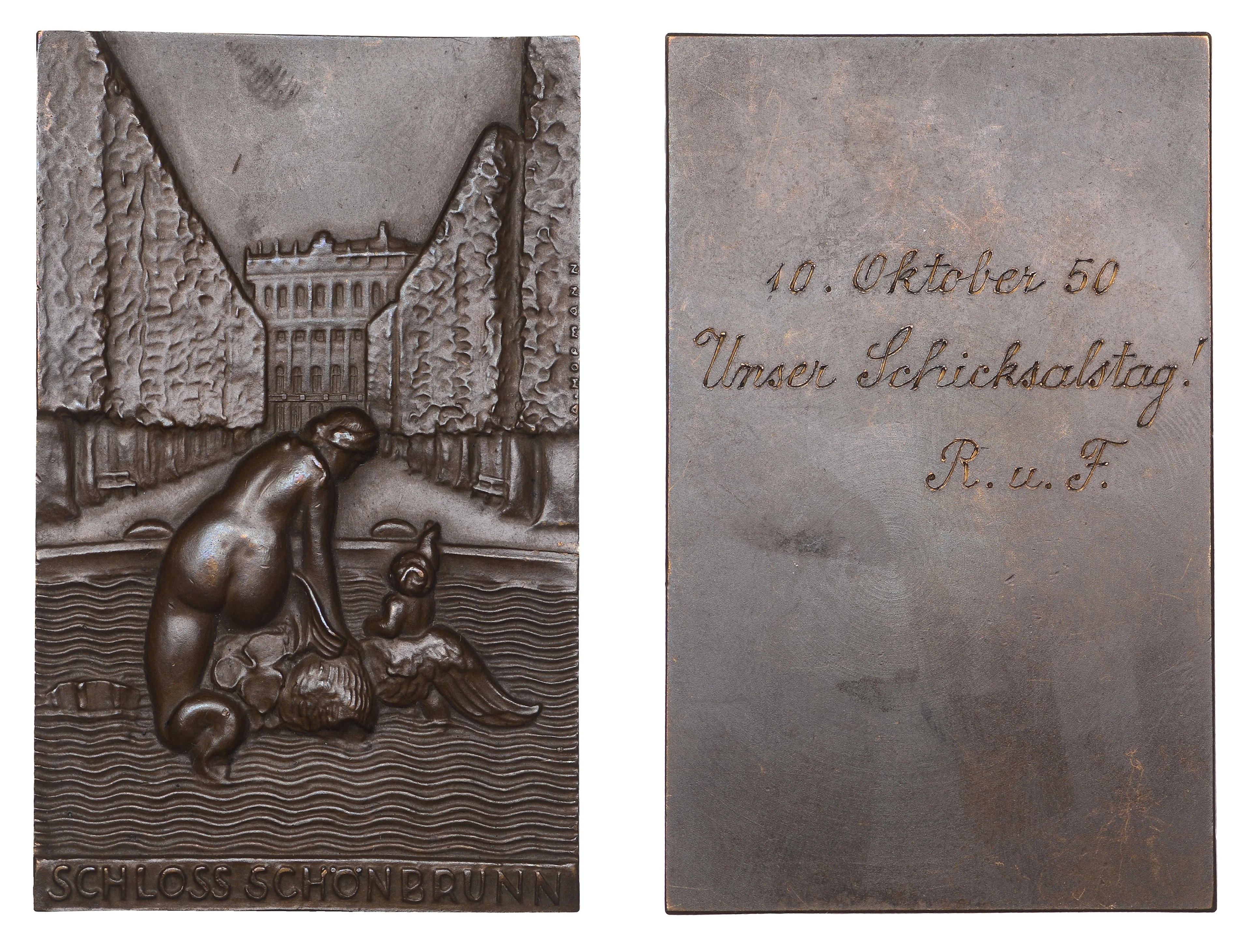 AUSTRIA, Schloss Schönbrunn, Vienna, a uniface bronze plaque by A.