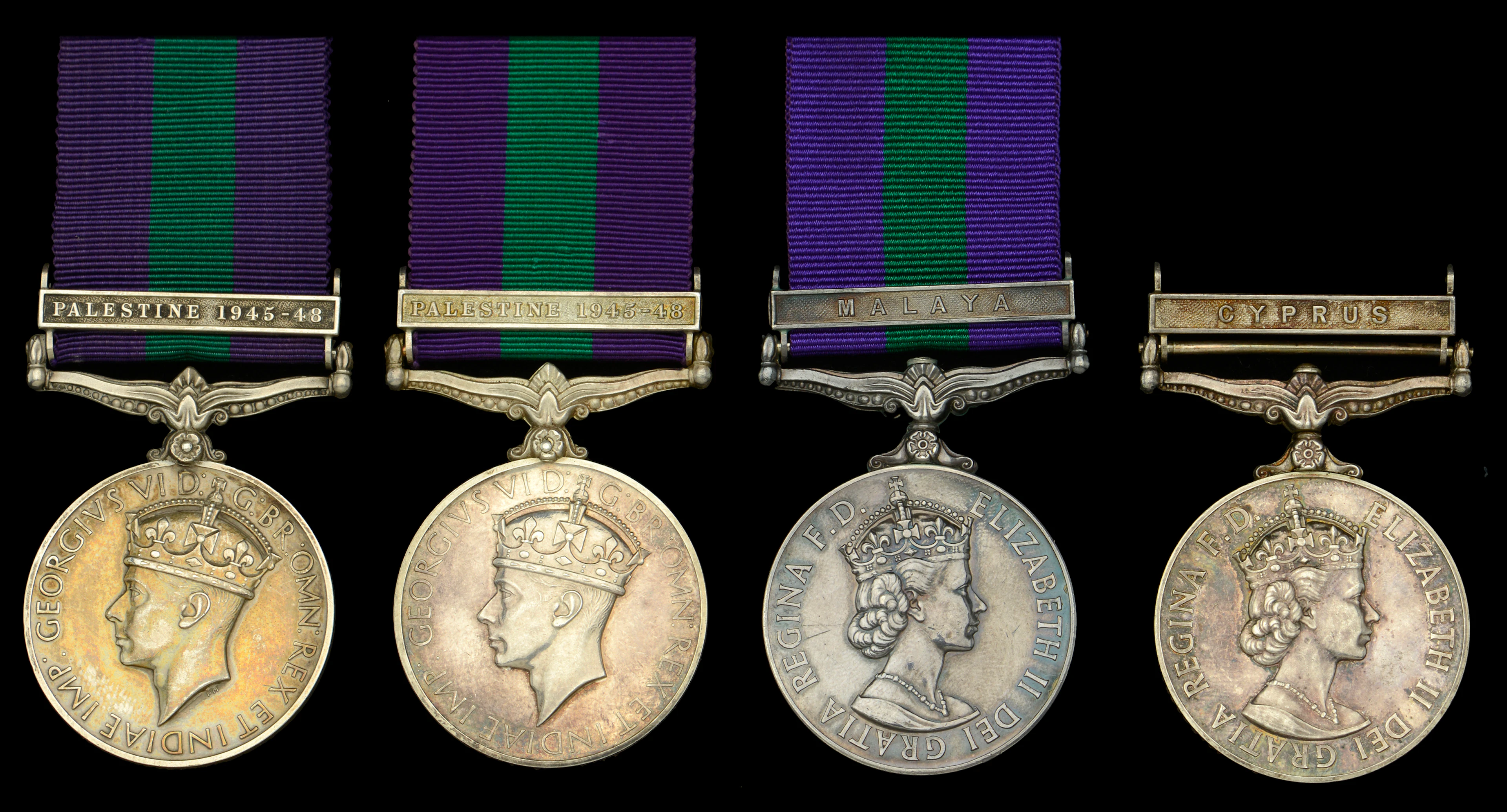 General Service 1918-62, 1 clasp (4), Palestine 1945-48 (2) (14191424