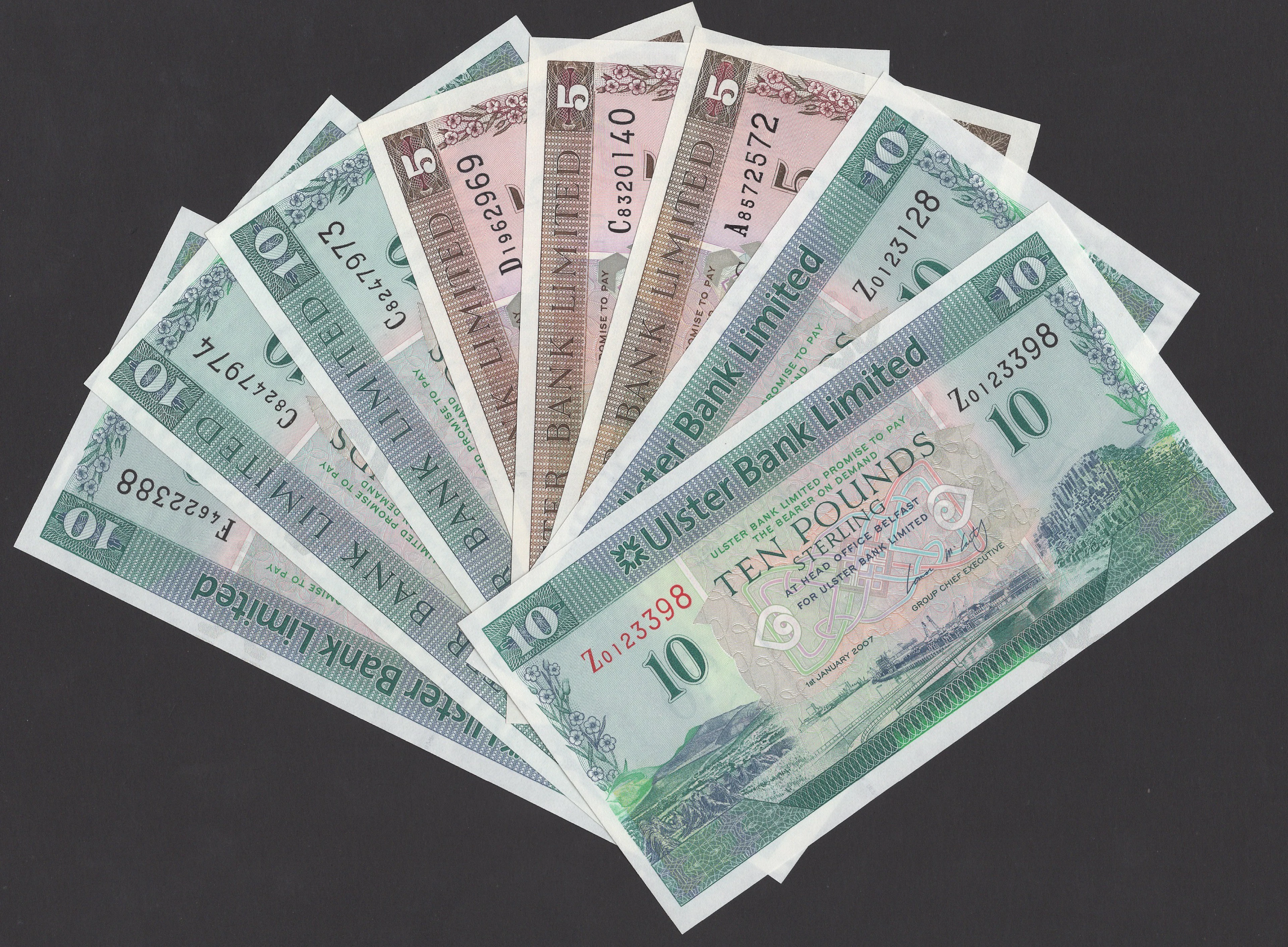 Ulster Bank Limited, £5 (3), 1998 and 2001 (2), Wilson signature