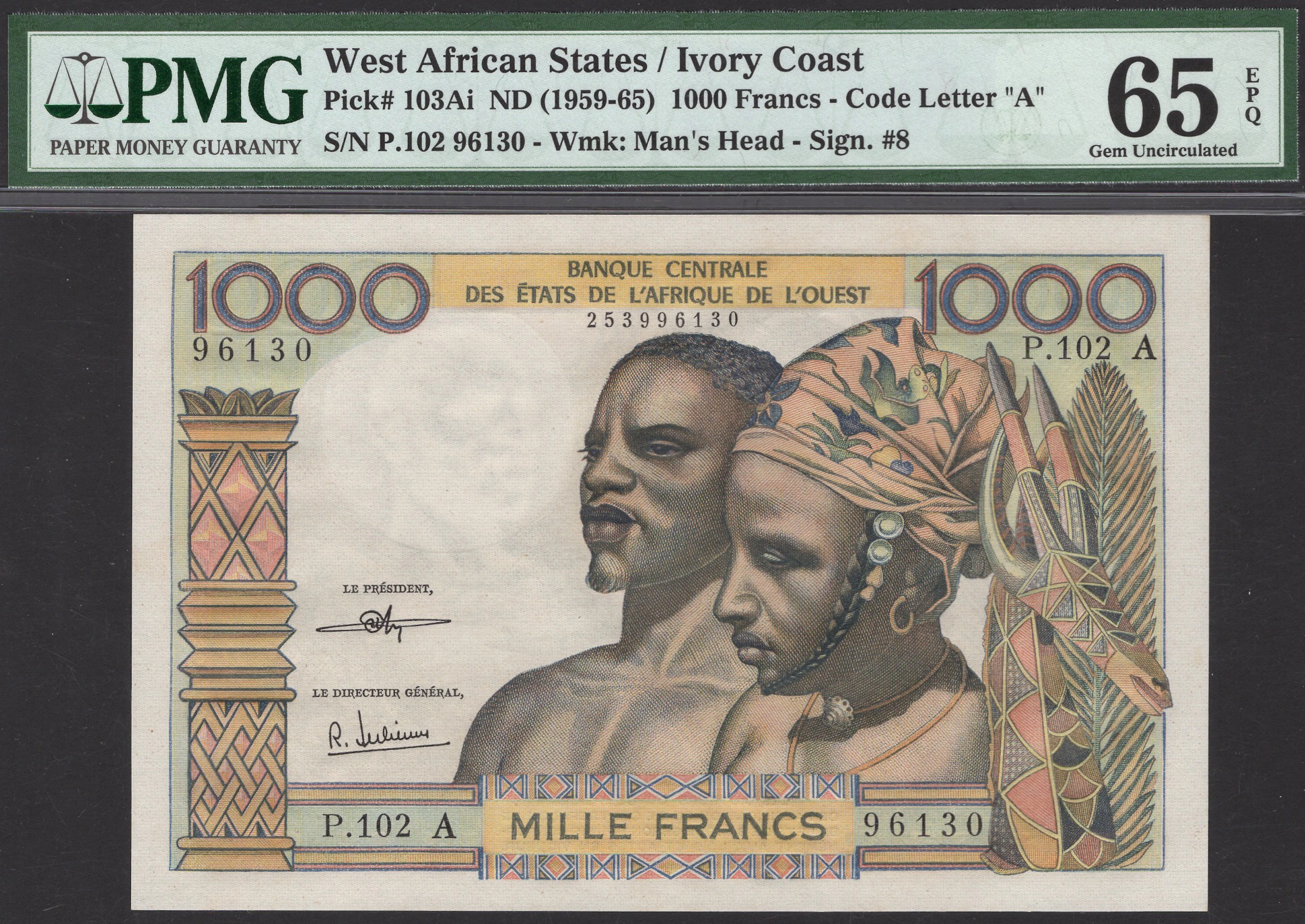 Banque Centrale des etats de l’Afrique de l’Ouest, Ivory Coast, 1000