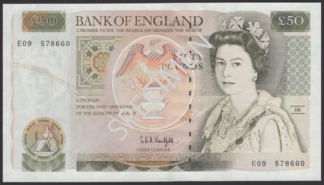 Bank of England, Graham E. A. Kentfield, £50, 25 November 1991, serial