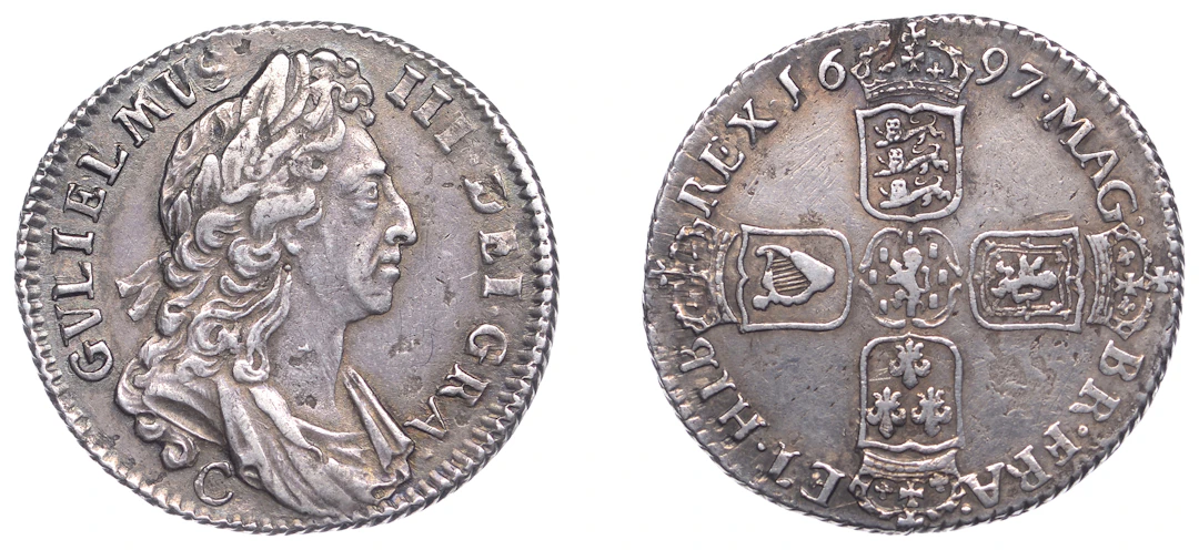 William III (1694-1702), Shilling, 1697c, first bust (ESC 1168; S