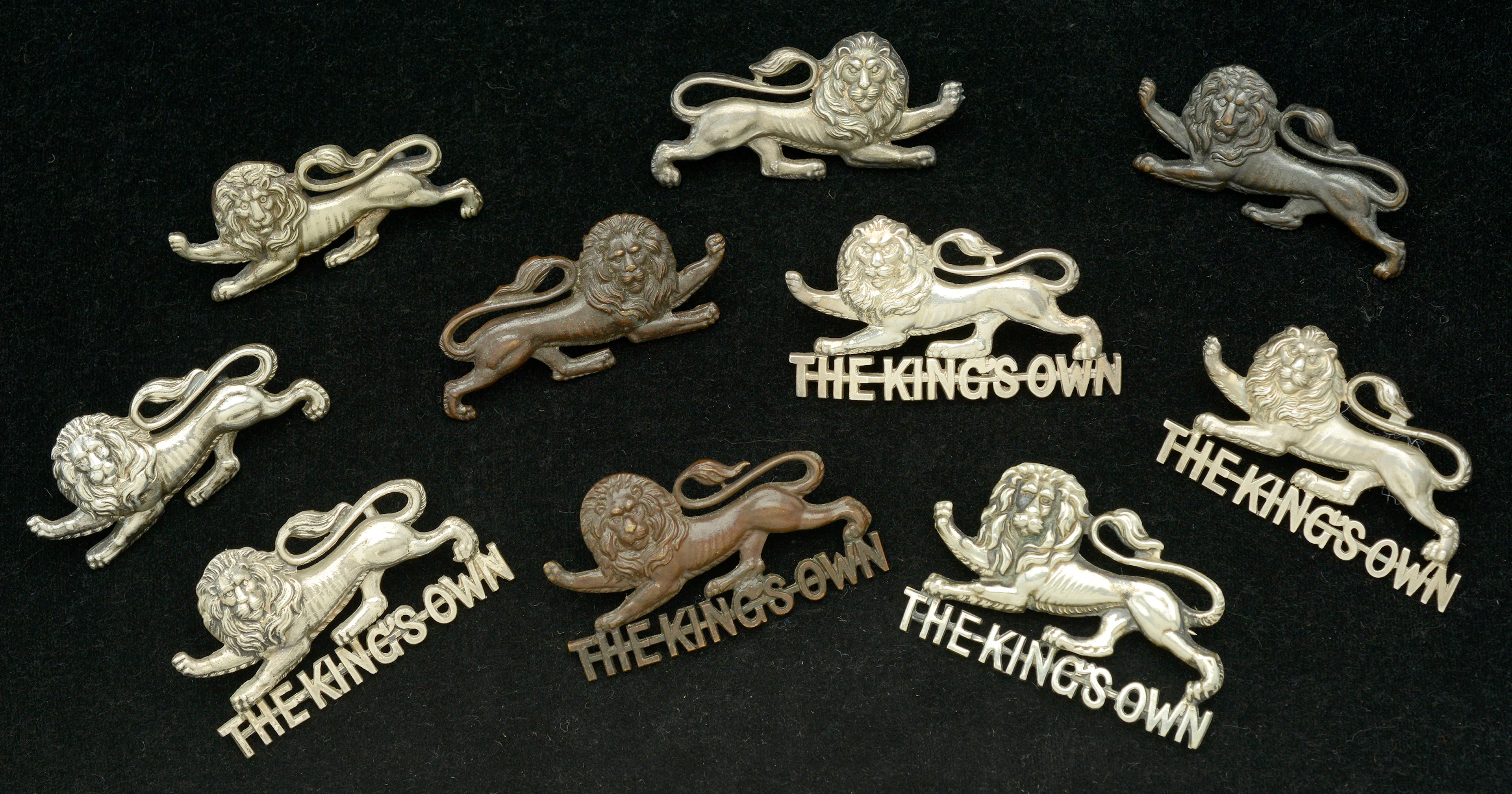 Assorted King’s Own, Officer’s Cap And Collar Badges. A very good