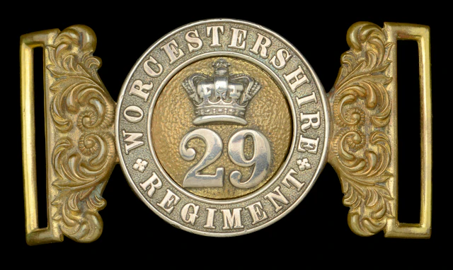 29th Regiment of Foot, Officer’s Waist Belt Clasp. A good silver and