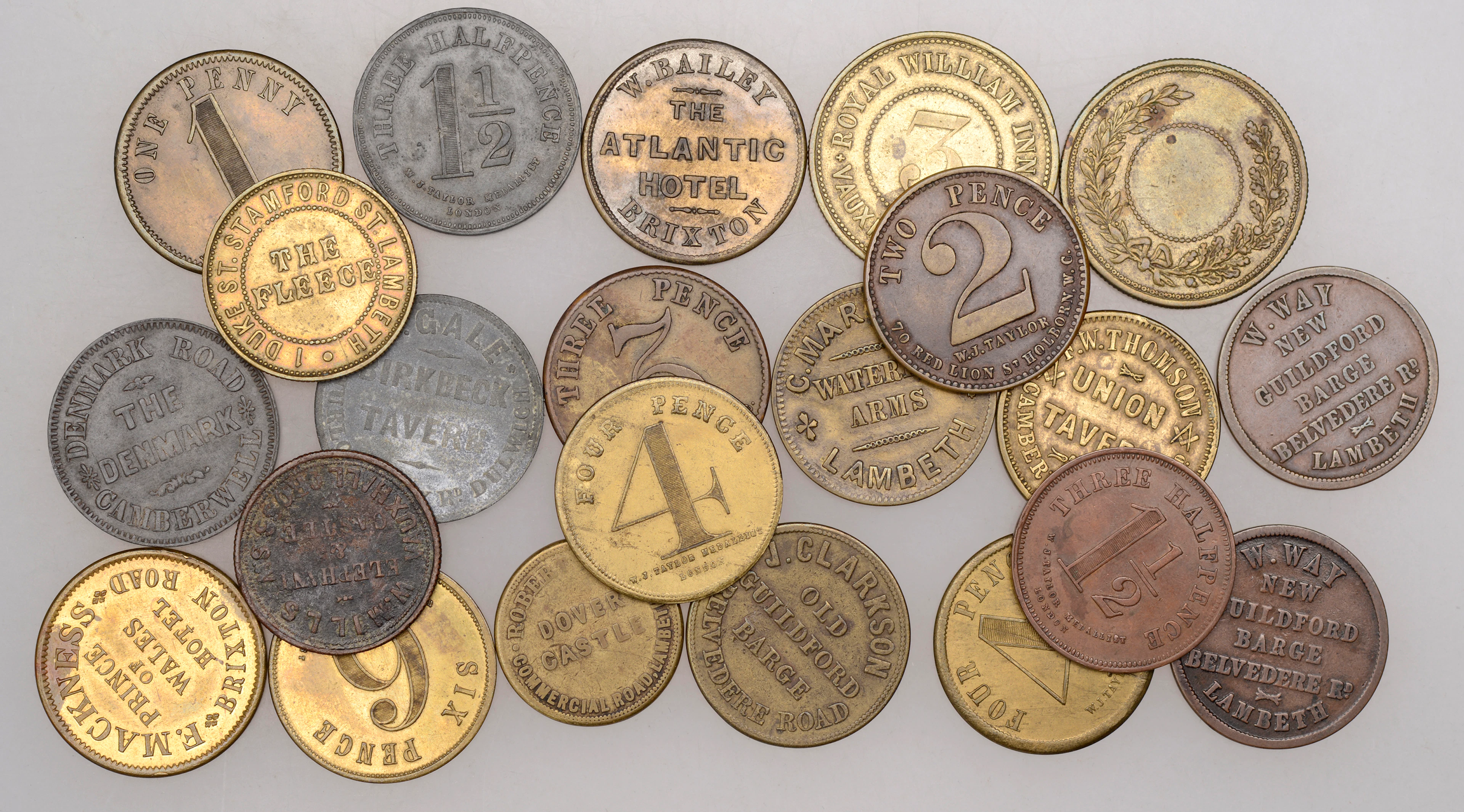 Brixton, The Atlantic Hotel, W[illiam] Bailey, brass Threepence by