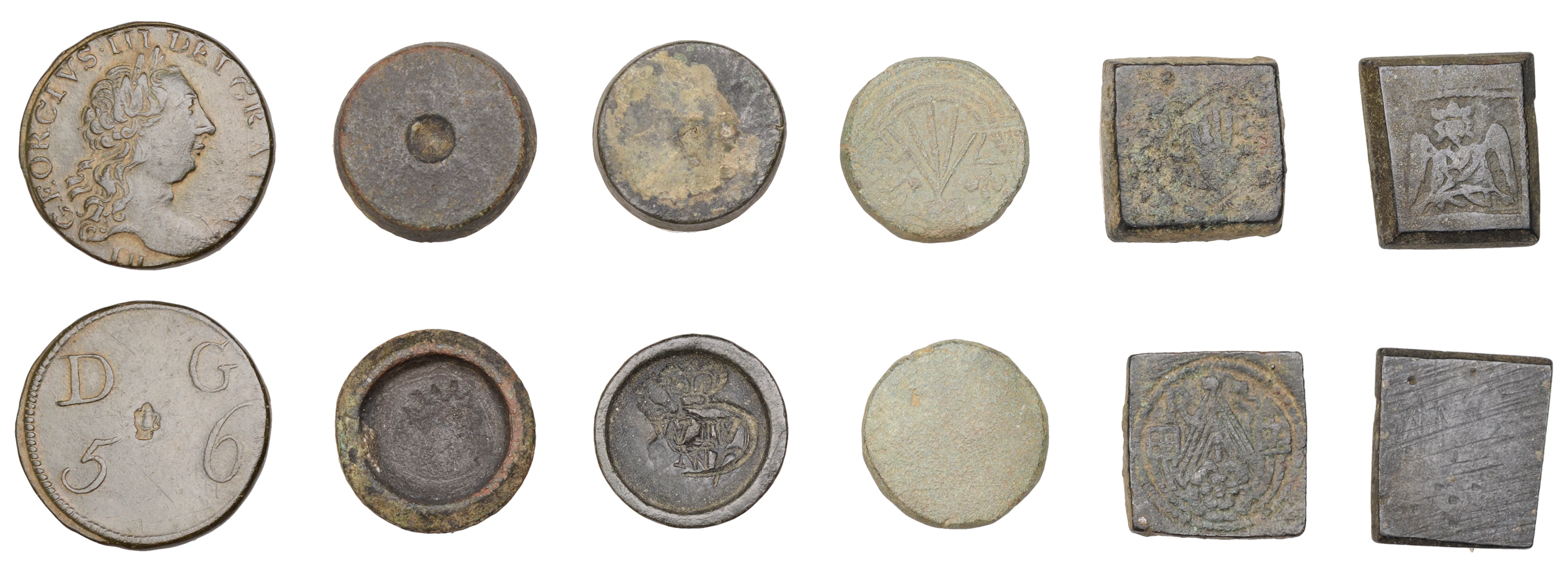 Miscellaneous coin weights (6), various types [lot]. Varied state £40-£60