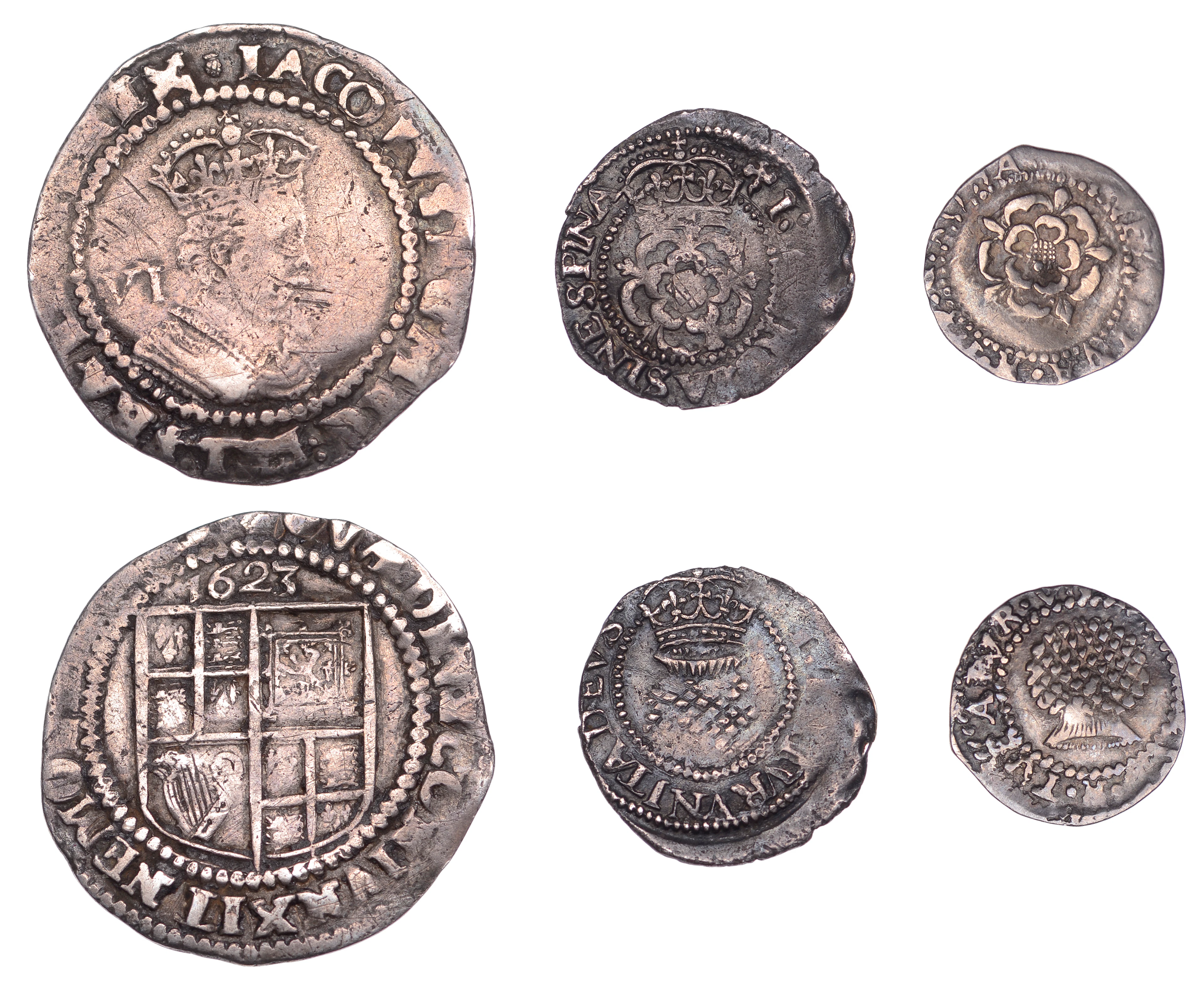James I, Second coinage, Penny, mm. tower, 0.49g/5h; Third coinage