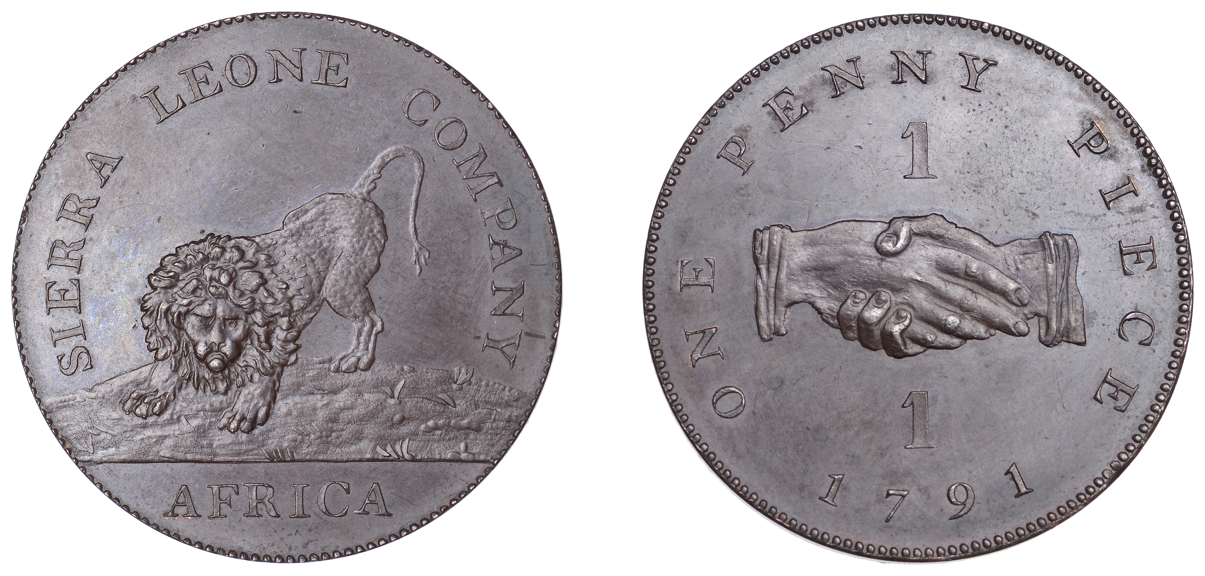 Sierra Leone, Sierra Leone Co., Proof Penny, 1791, in bronzed-copper