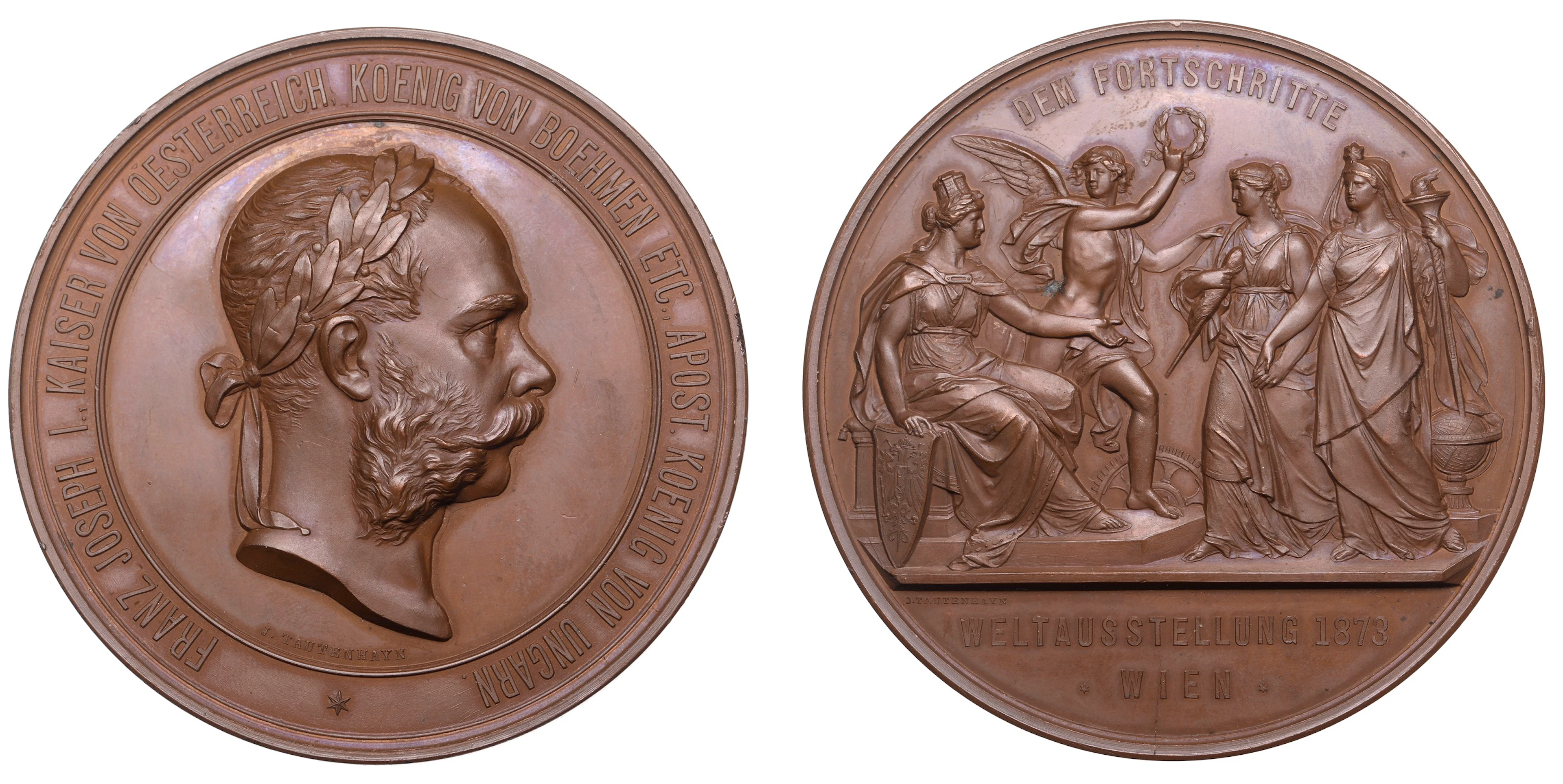 Austria, Franz Joseph I, World Exhibition in Vienna, 1873, a bronze