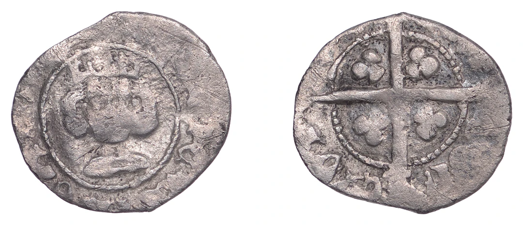 Henry IV, Heavy coinage, Halfpenny, Type 2, reads [––]icvs rex[--]