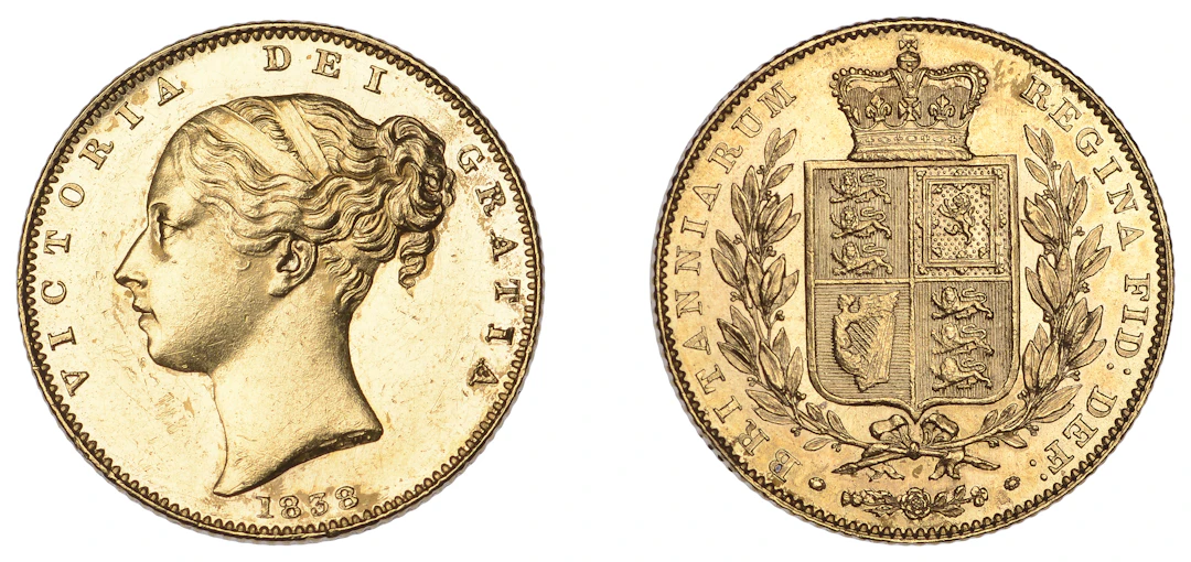 Victoria (1837-1901), Sovereign, 1838 (Hill 22; S 3852). Cleaned on