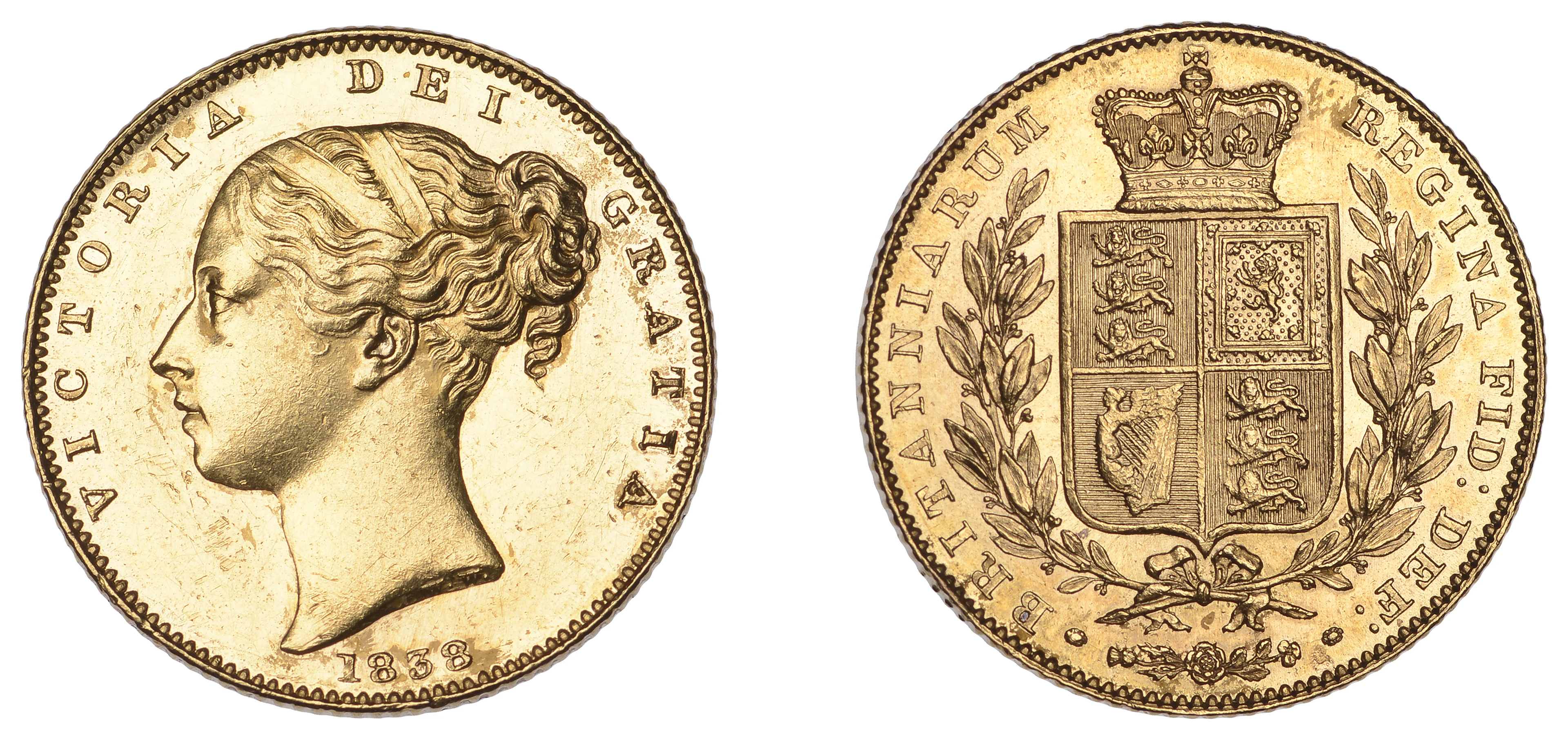Victoria (1837-1901), Sovereign, 1838 (Hill 22; S 3852). Cleaned on