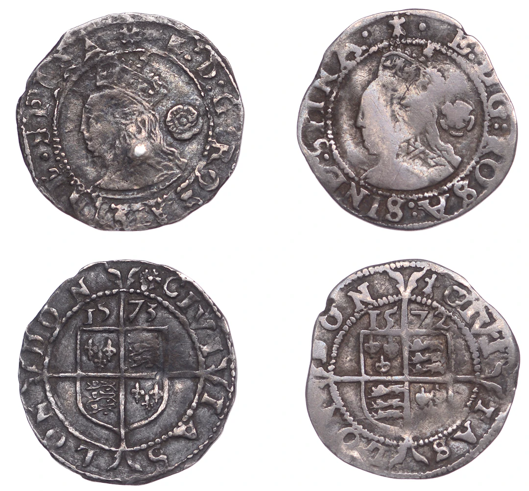 Elizabeth I, Fourth issue, Threehalfpence (2), 1572/2 inverted, mm.