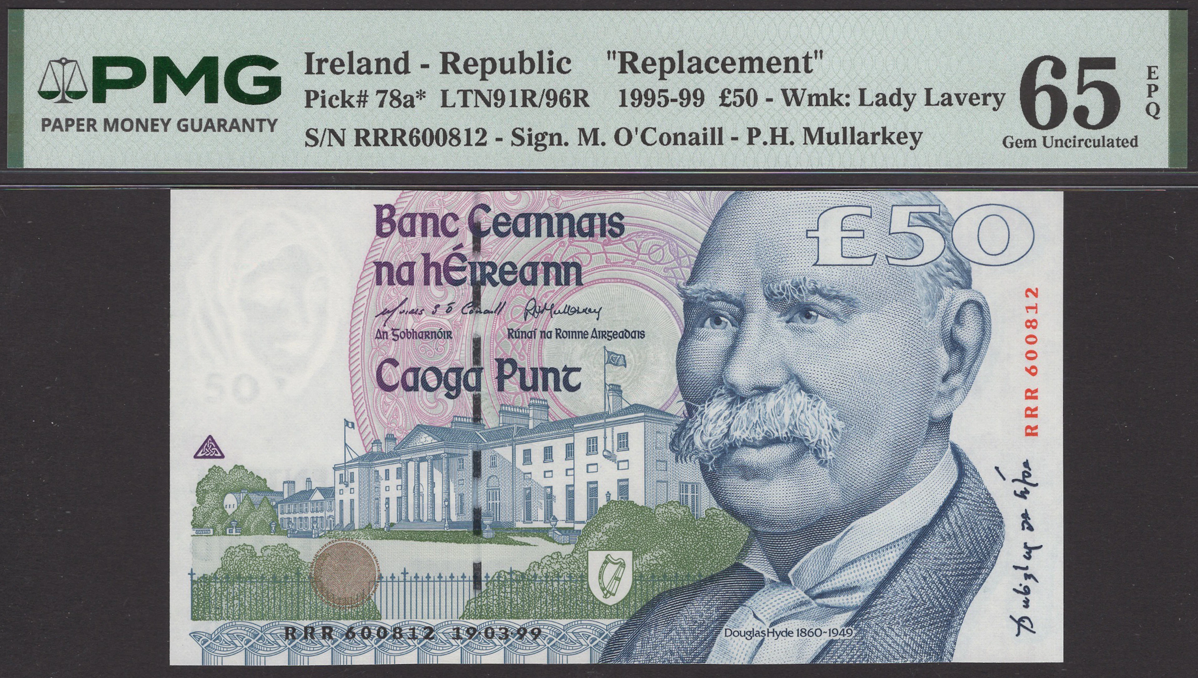 Central Bank of Ireland, replacement £50, 19 March 1999, serial number