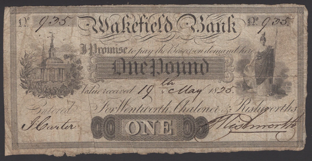 Wakefield Bank, for Wentworth, Chaloner and Rishworths, £1, 19 May