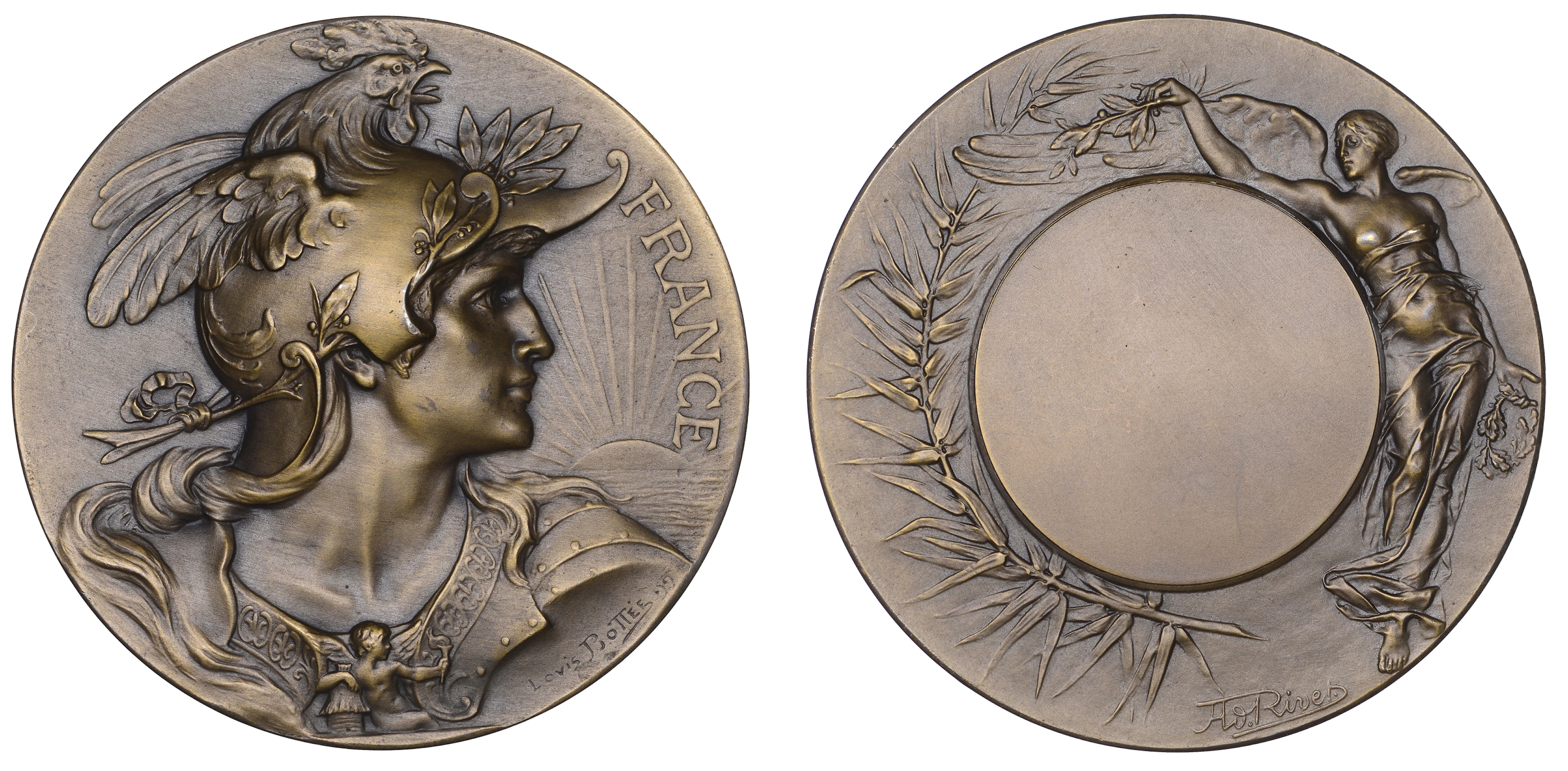 FRANCE, France, 1899, an Art Nouveau bronze award medal by L.-A. Bottée