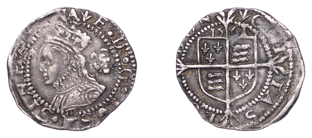 Elizabeth I (1558-1603), Third issue, Threefarthings, 1561, mm. pheon