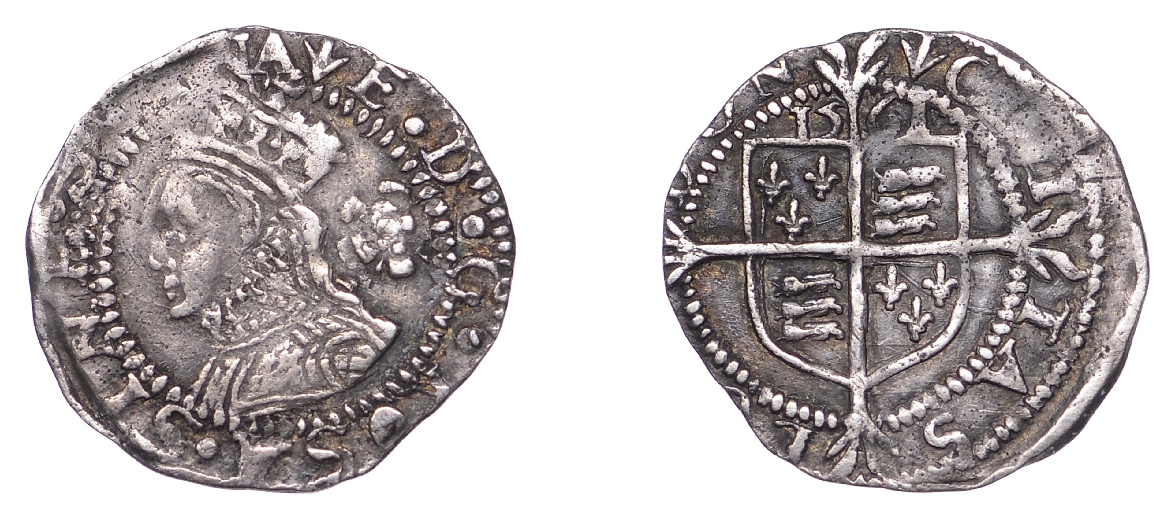 Elizabeth I (1558-1603), Third issue, Threefarthings, 1561, mm. pheon