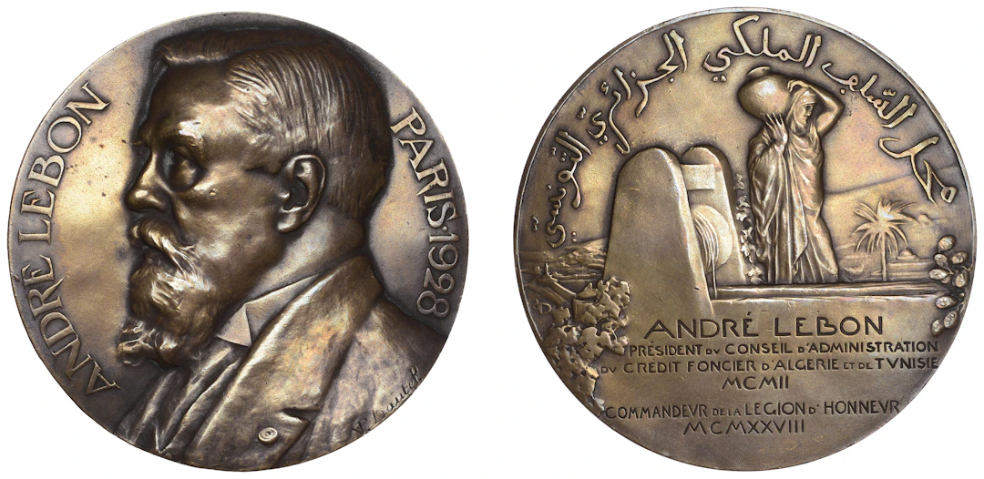 ALGERIA/TUNISIA, André Lebon, 1928, a bronze medal by P.-V. Dautel