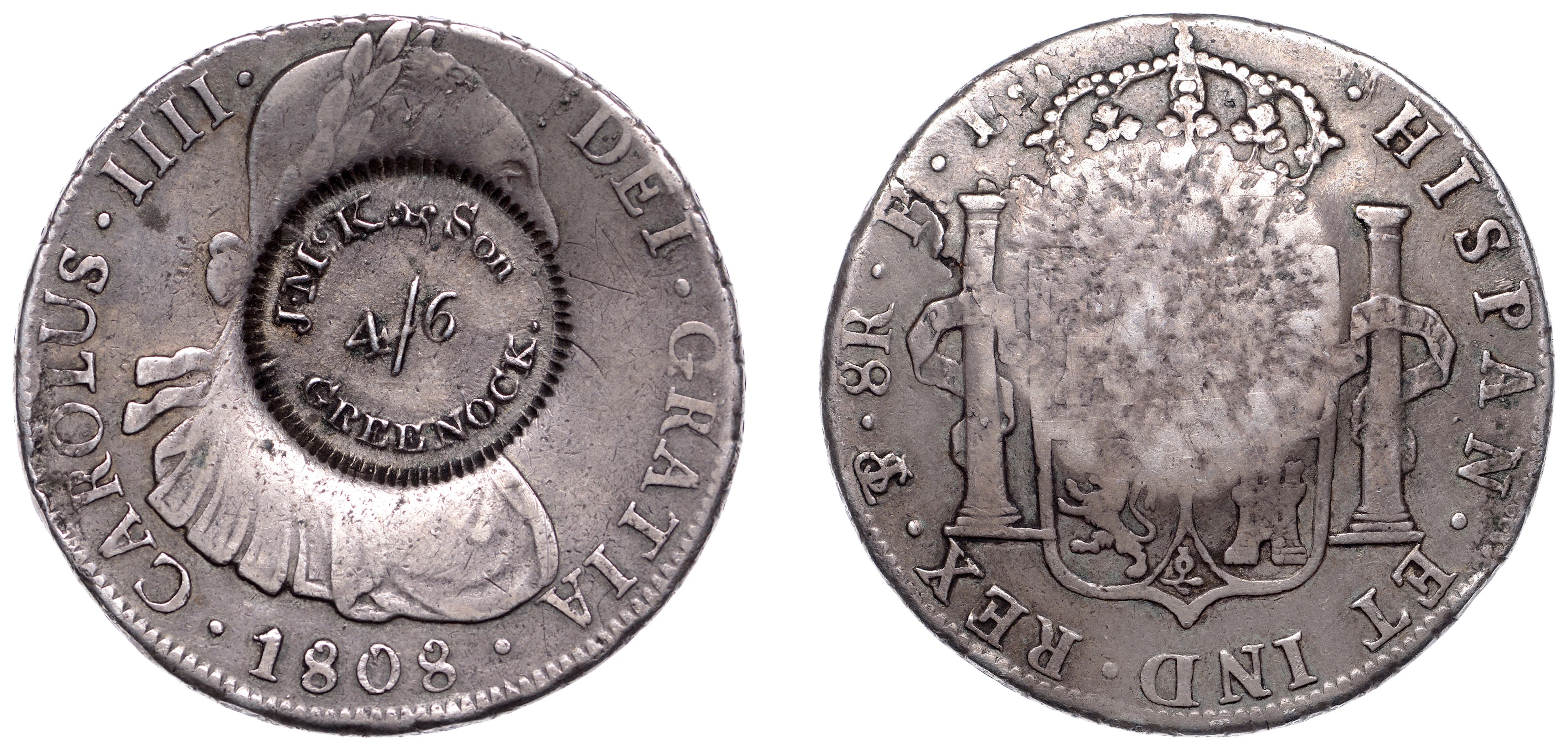 Countermarked issues, RENFREWSHIRE, Greenock, J. McK[—], a BOLIVIA