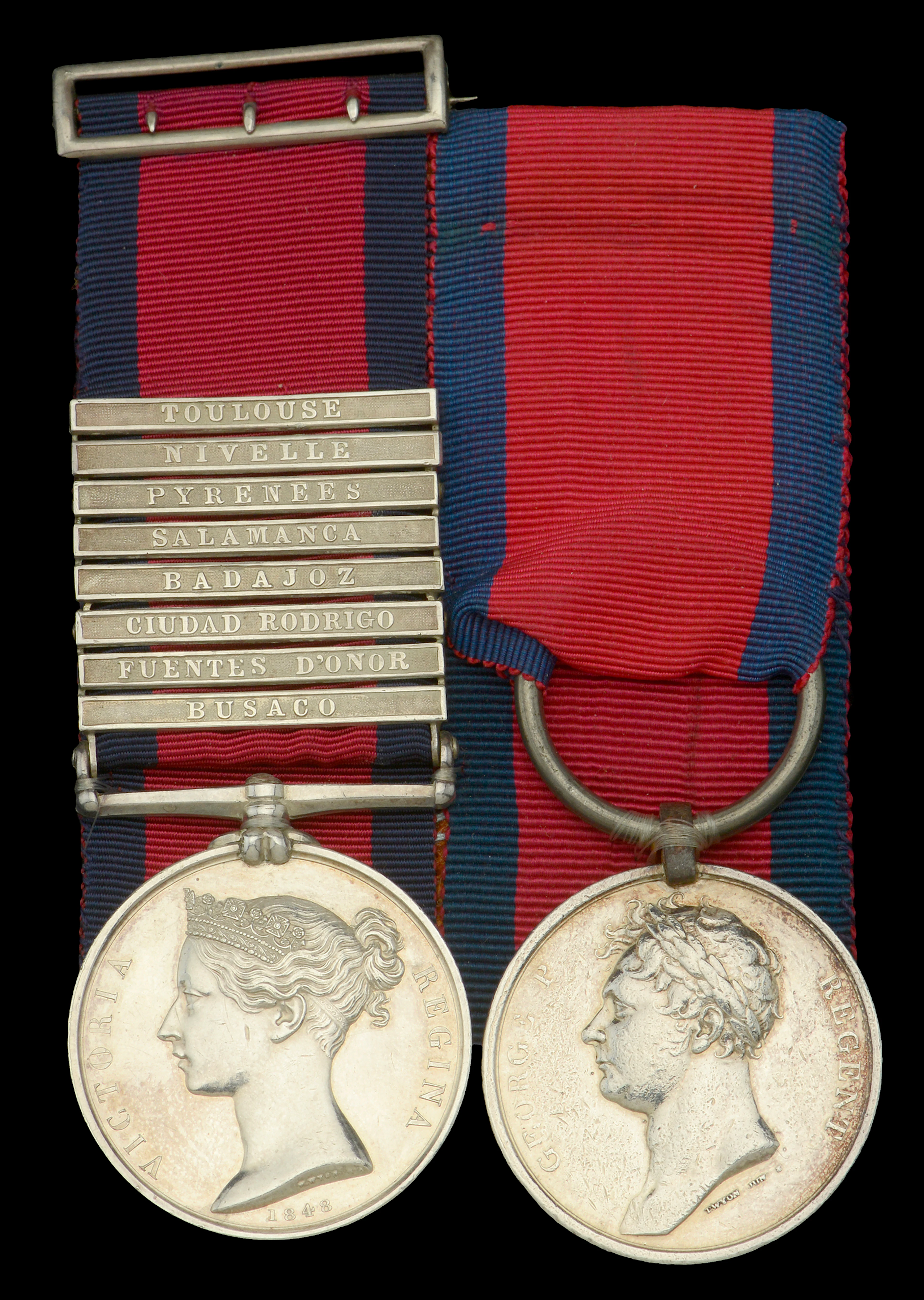 The Peninsula and Waterloo pair awarded to Lieutenant William Haggup