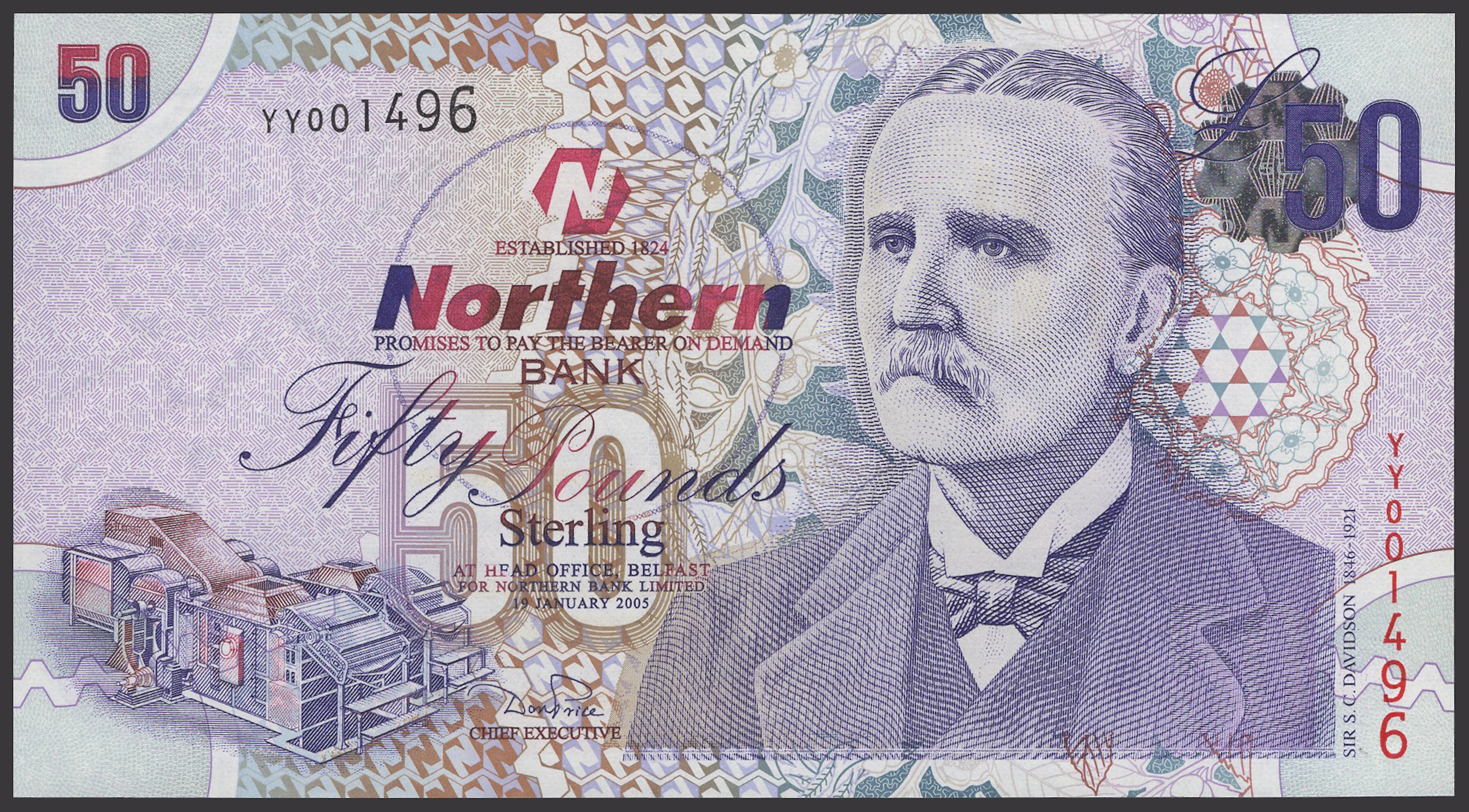 Northern Bank Limited, replacement £50, 19 January 2005, serial number