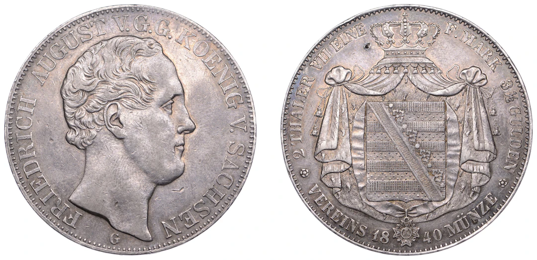 Germany, Saxony, Friedrich August II, 2 Thaler, 1840, Dresden (Dav.