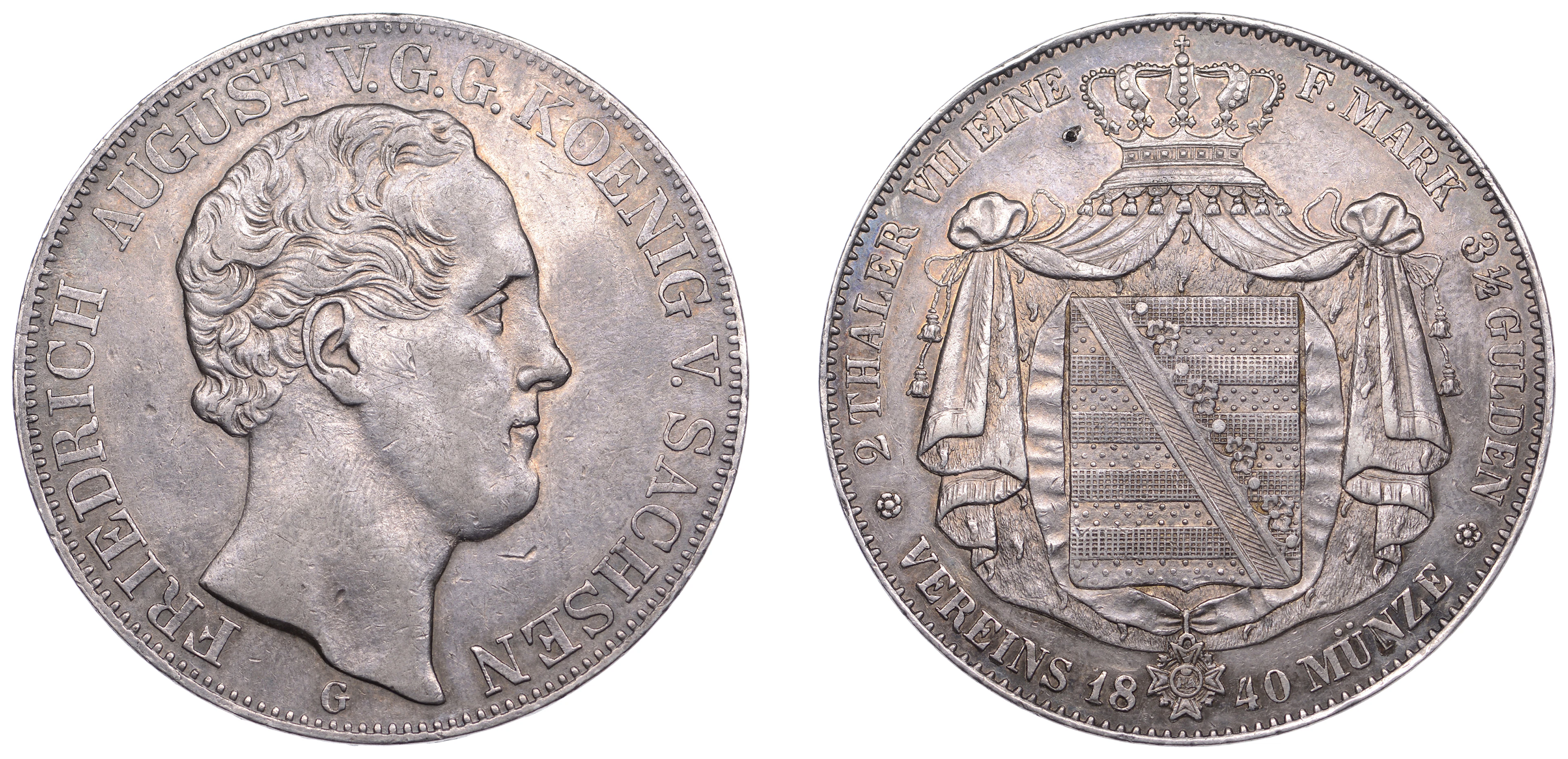 Germany, Saxony, Friedrich August II, 2 Thaler, 1840, Dresden (Dav.