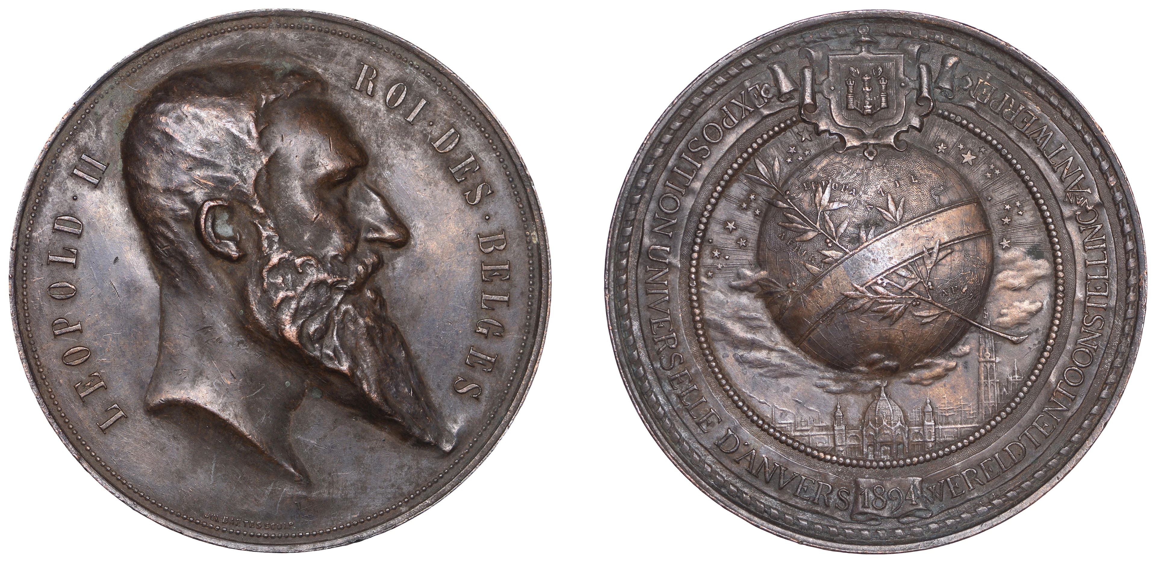 BELGIUM, Exposition Universelle, Antwerp, 1894, a bronze medal by