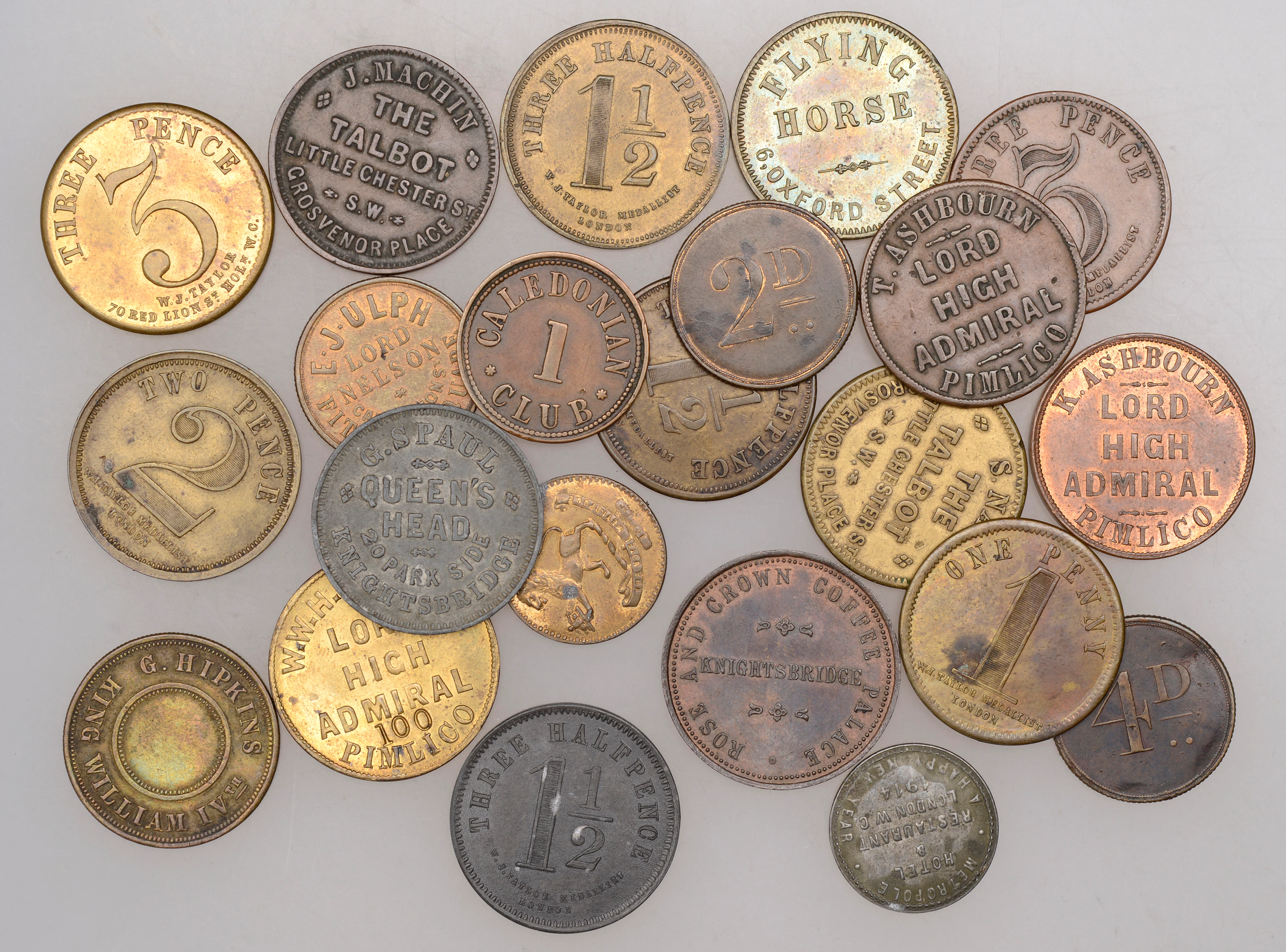 Fitzroy Square, Lord Nelson, E.J. Ulph, brass Penny, Twopence and