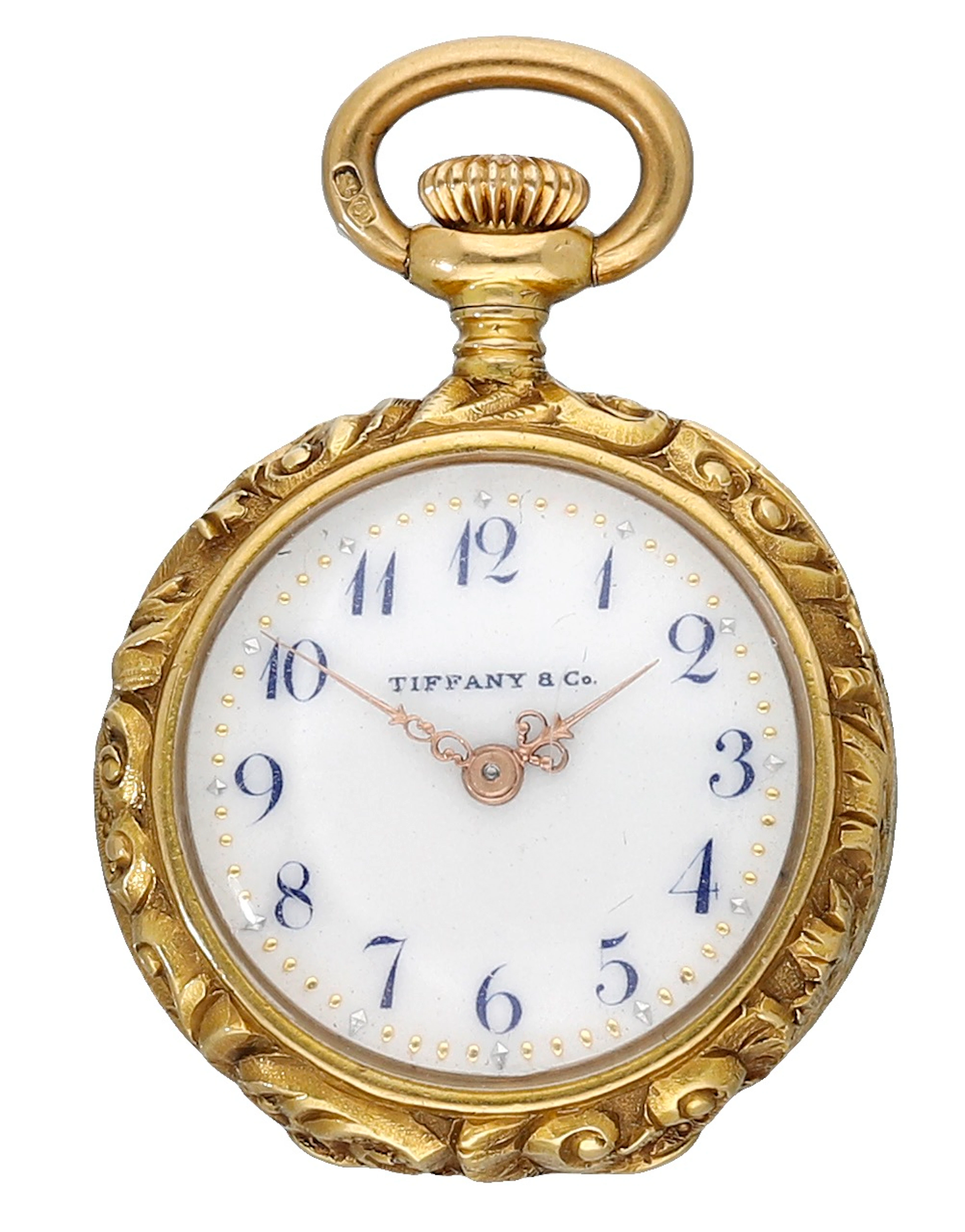 Tiffany & Co. A gold, enamel and diamond-set keyless watch, circa