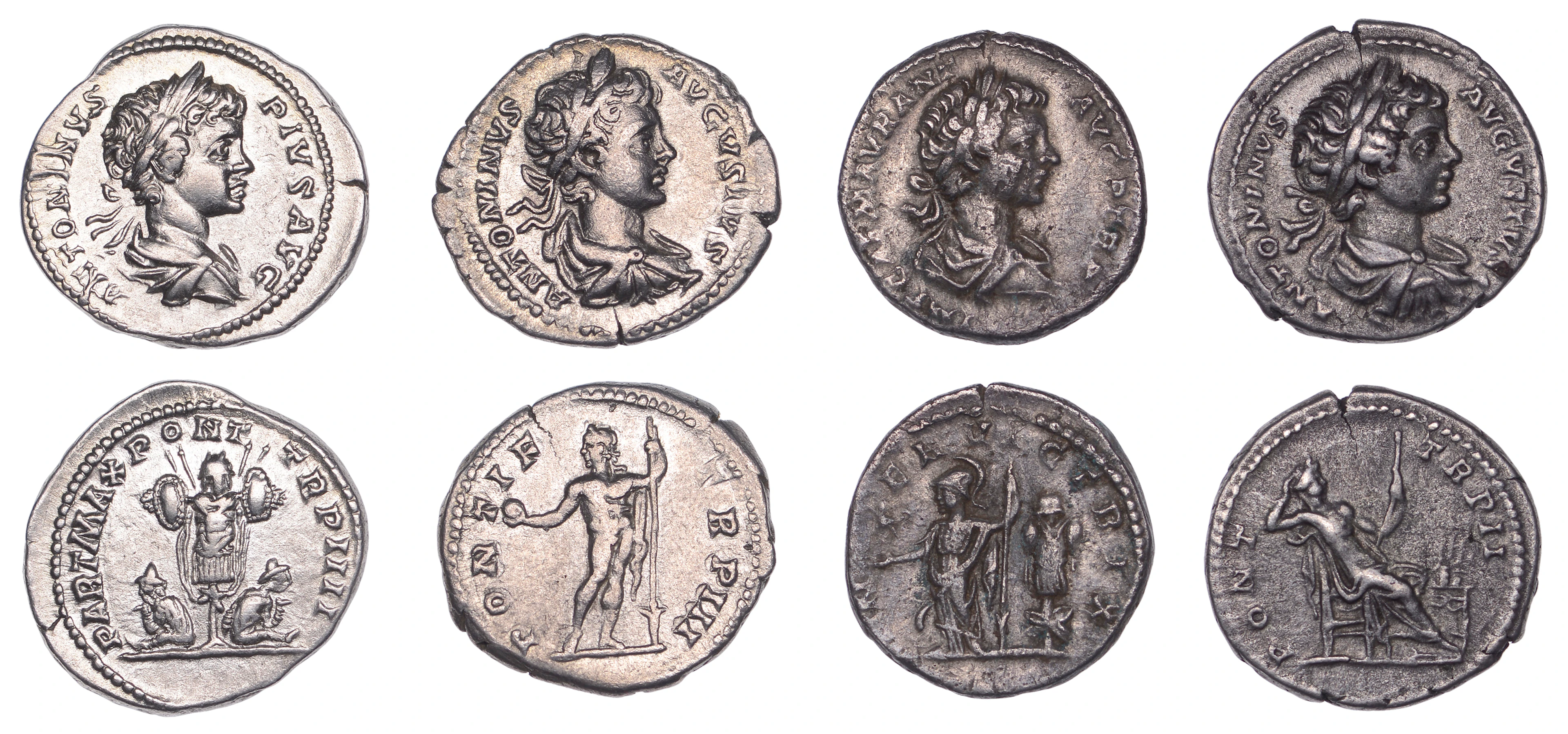 Caracalla (198-217), Denarii (4), 198, laureate and draped bust right