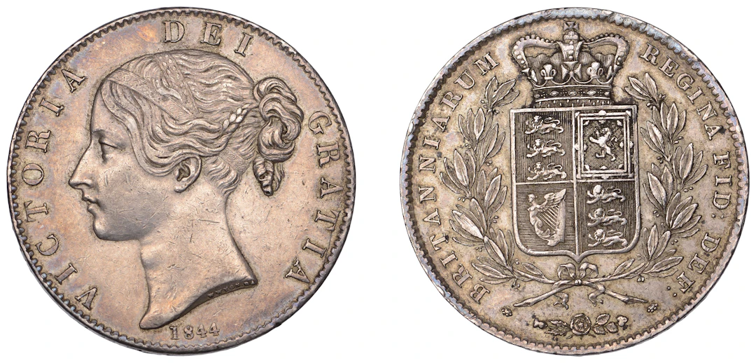 Victoria (1837-1901), Crown, 1844, edge viii (ESC 2561; S 3882). Toned