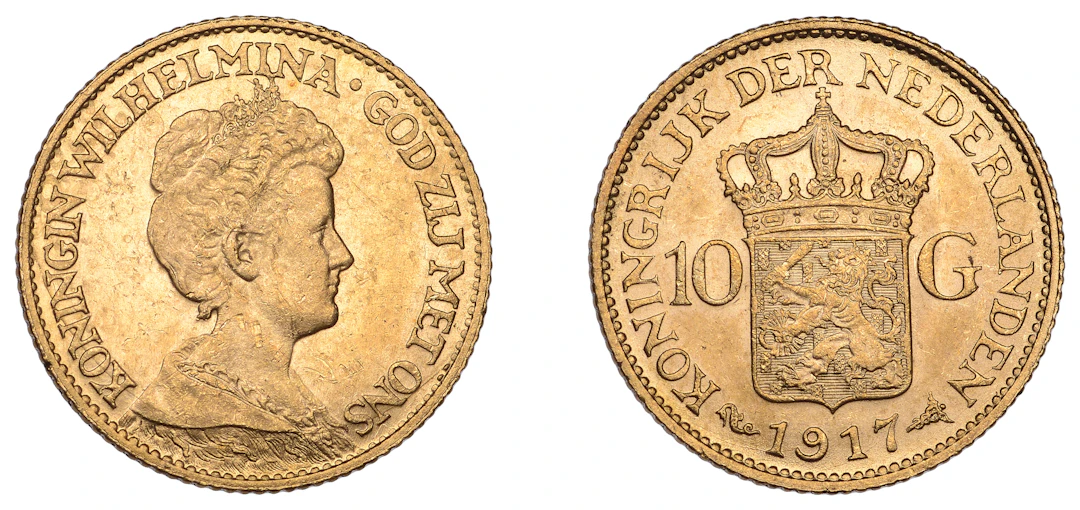 Netherlands, Wilhelmina, 10 Gulden, 1917, Utrecht (Fr. 349; KM 149).