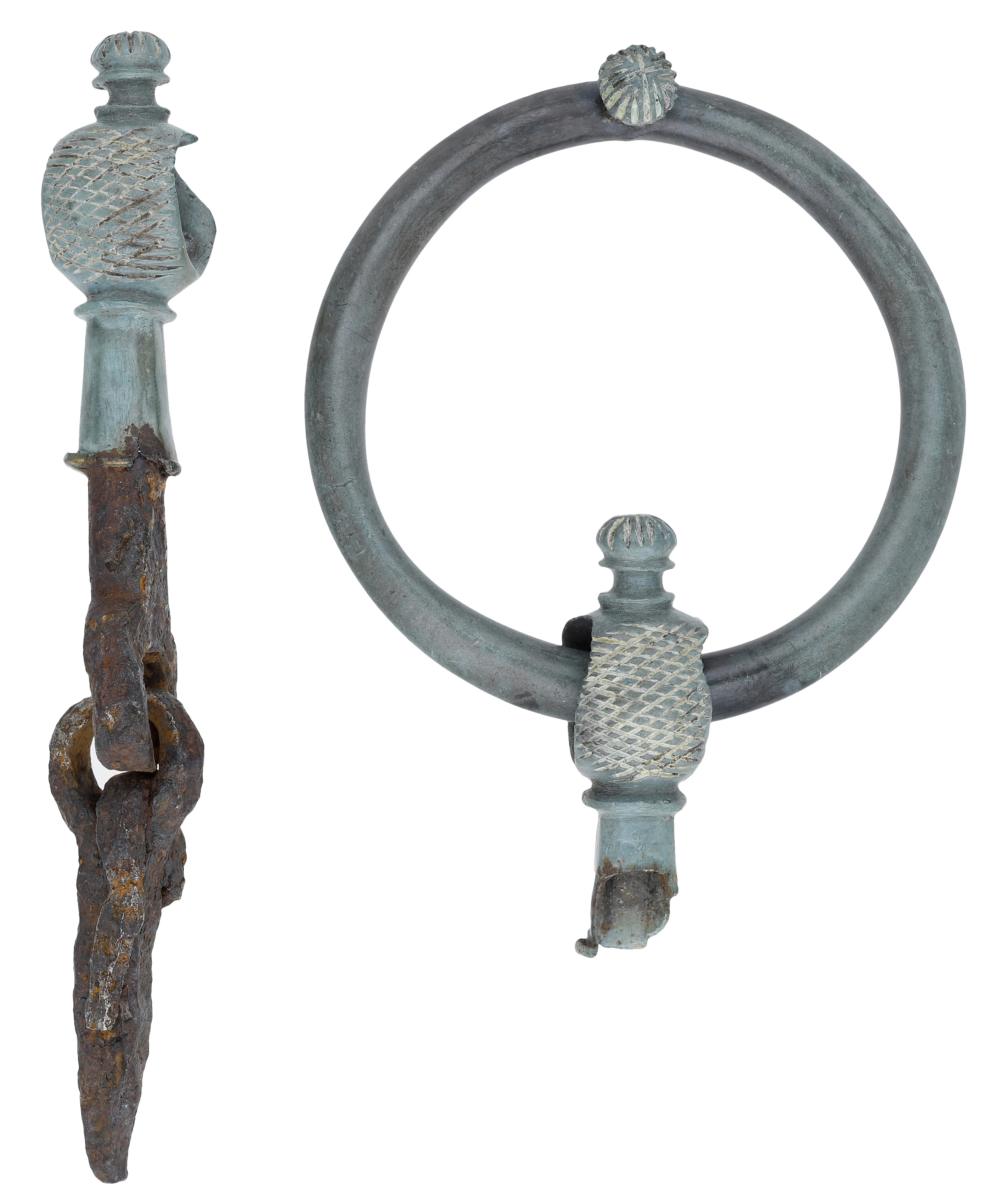 Celtic European, 1st century BC, bronze and iron horse bit, in two