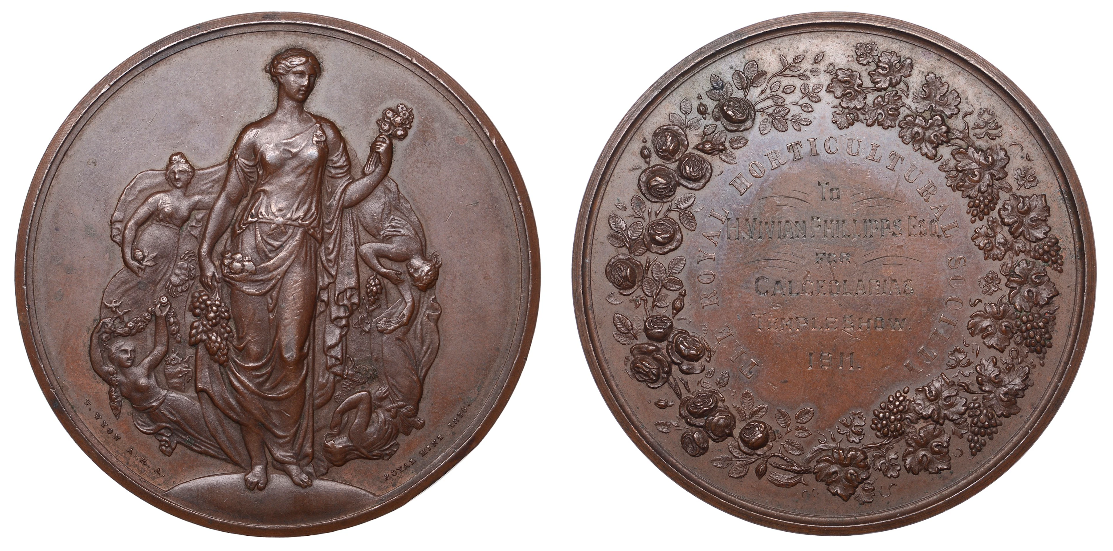 Royal Horticultural Society, 1836, a bronze award medal by W. Wyon