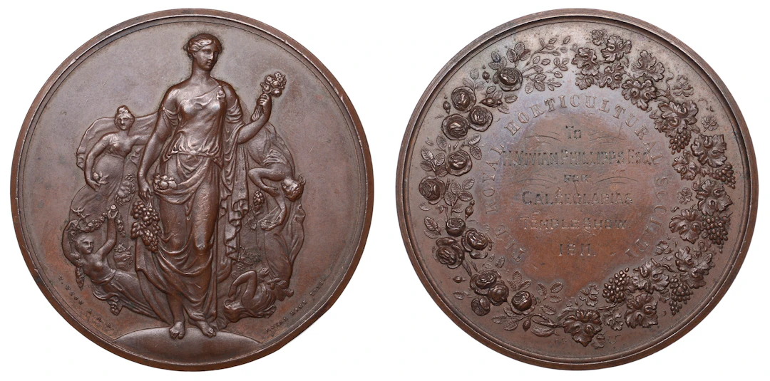 Royal Horticultural Society, 1836, a bronze award medal by W. Wyon