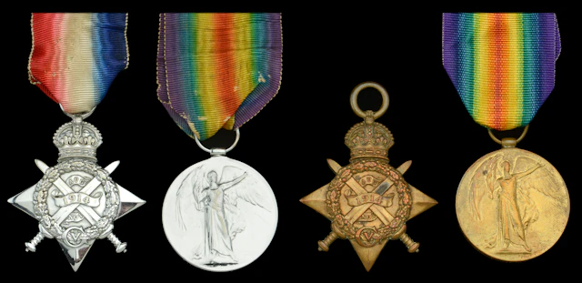 Pair: Private G. Denham, Royal Welsh Fusiliers, later Hampshire Regiment