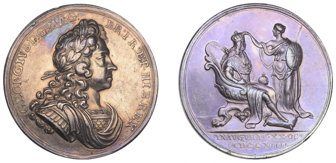 George I, Coronation, 1714, a silver medal by J. Croker, laureate