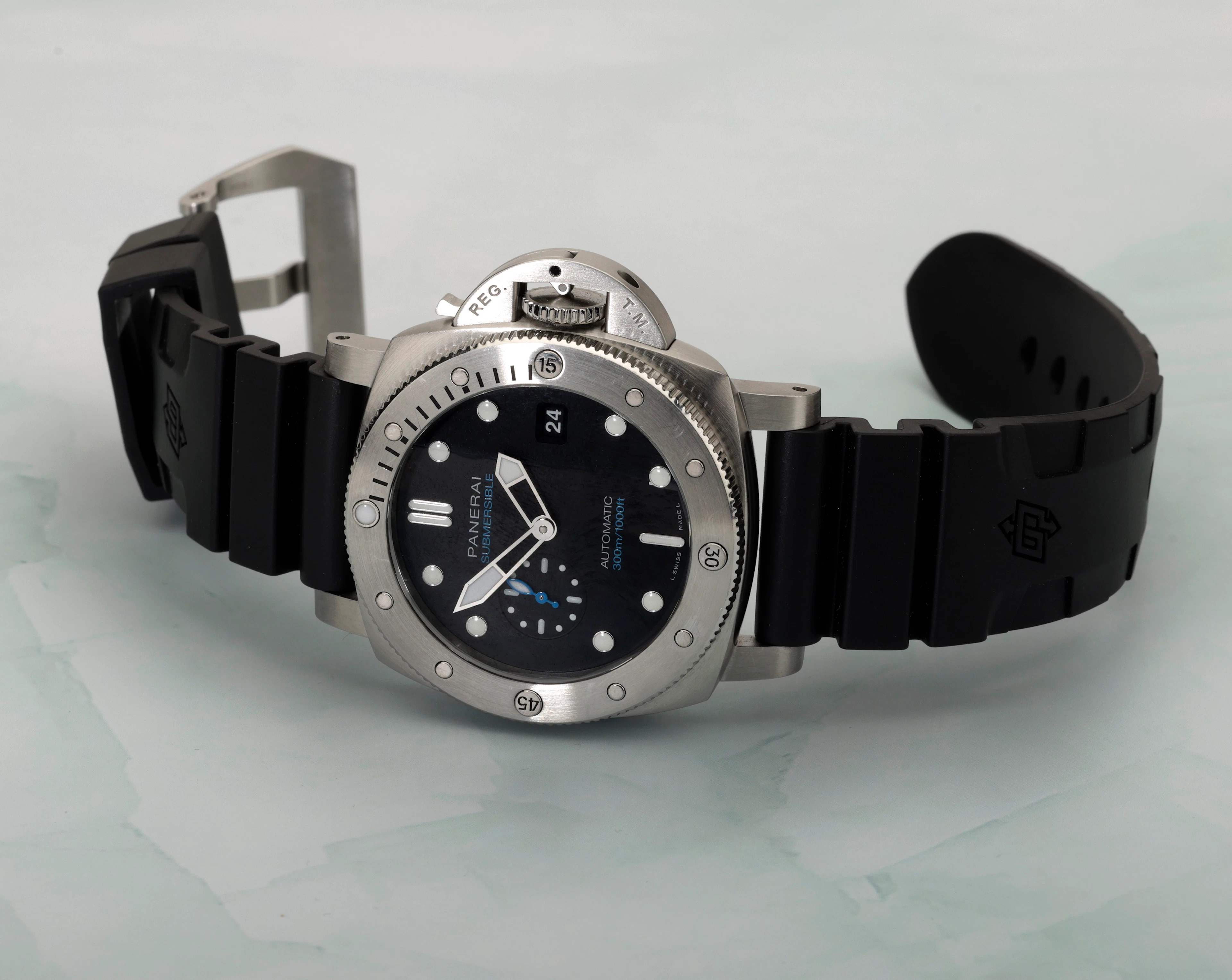 Panerai. A stainless steel cushion-form automatic diver’s wristwatch